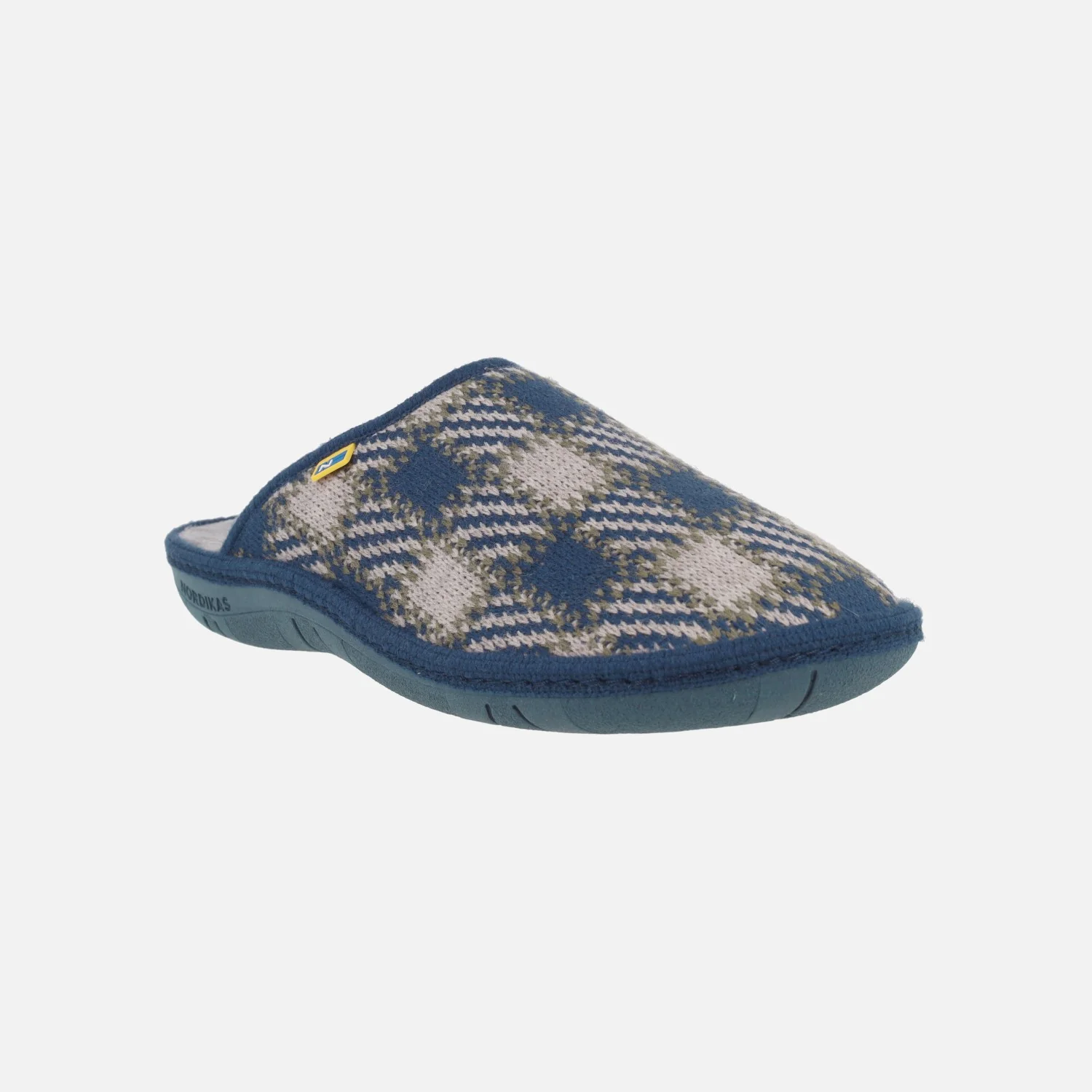 Zapatillas de casa descalzas para hombre en tejido a cuadros Denim - Image 3