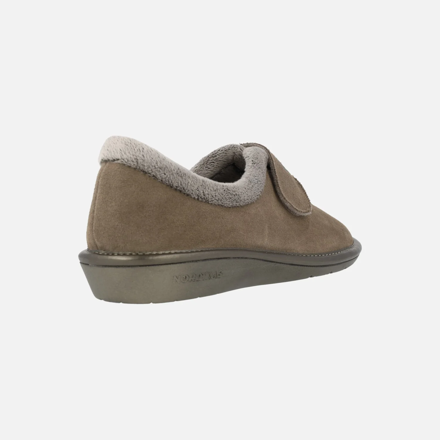 Zapatillas de casa para mujer en ante taupe con cierre de velcro - Image 4