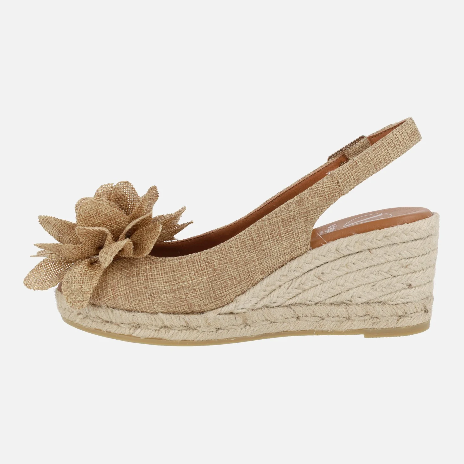 Zapatillas de esparto abiertas de puntera con adorno de flor - Image 3
