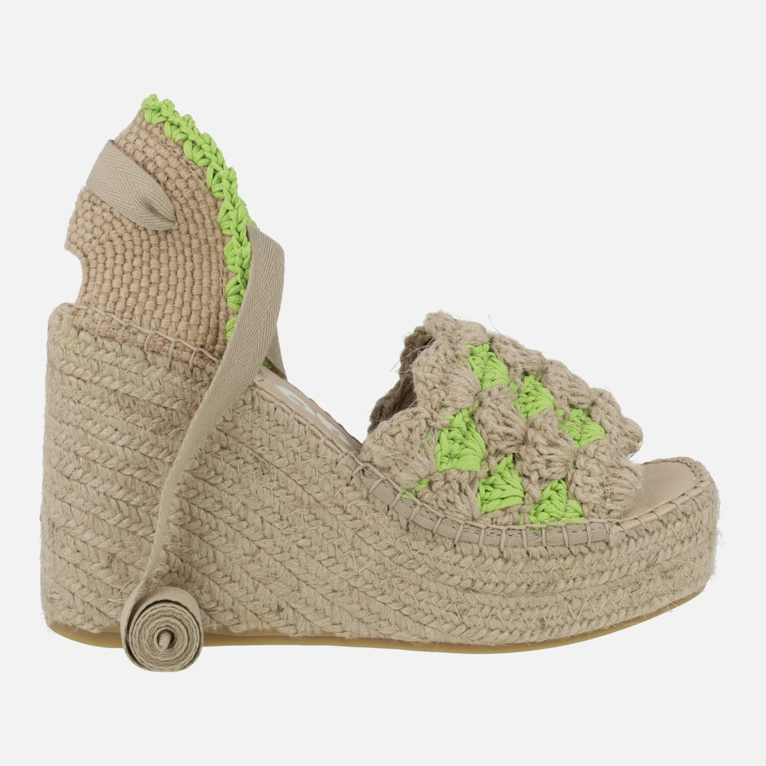 Zapatillas de esparto con cuña alta y plataforma en tejido ganchillo - Image 6