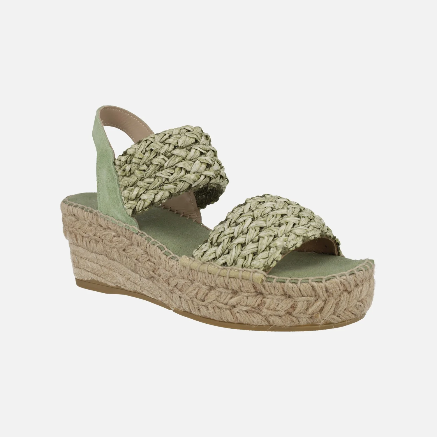 Zapatillas de esparto con cuña media y tiras trenzadas de rafia - Image 2