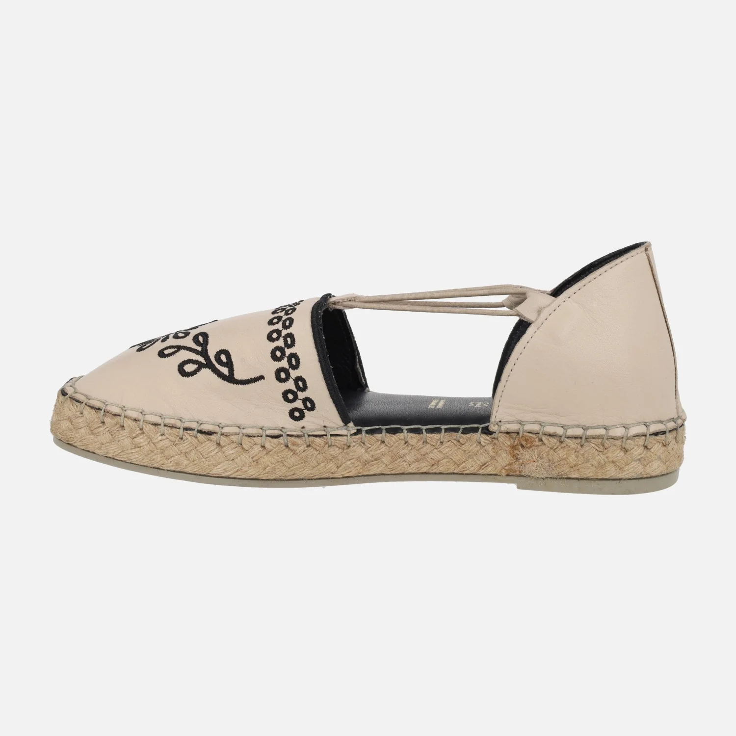 Zapatillas de esparto de color beige con bordados en negro - Image 3