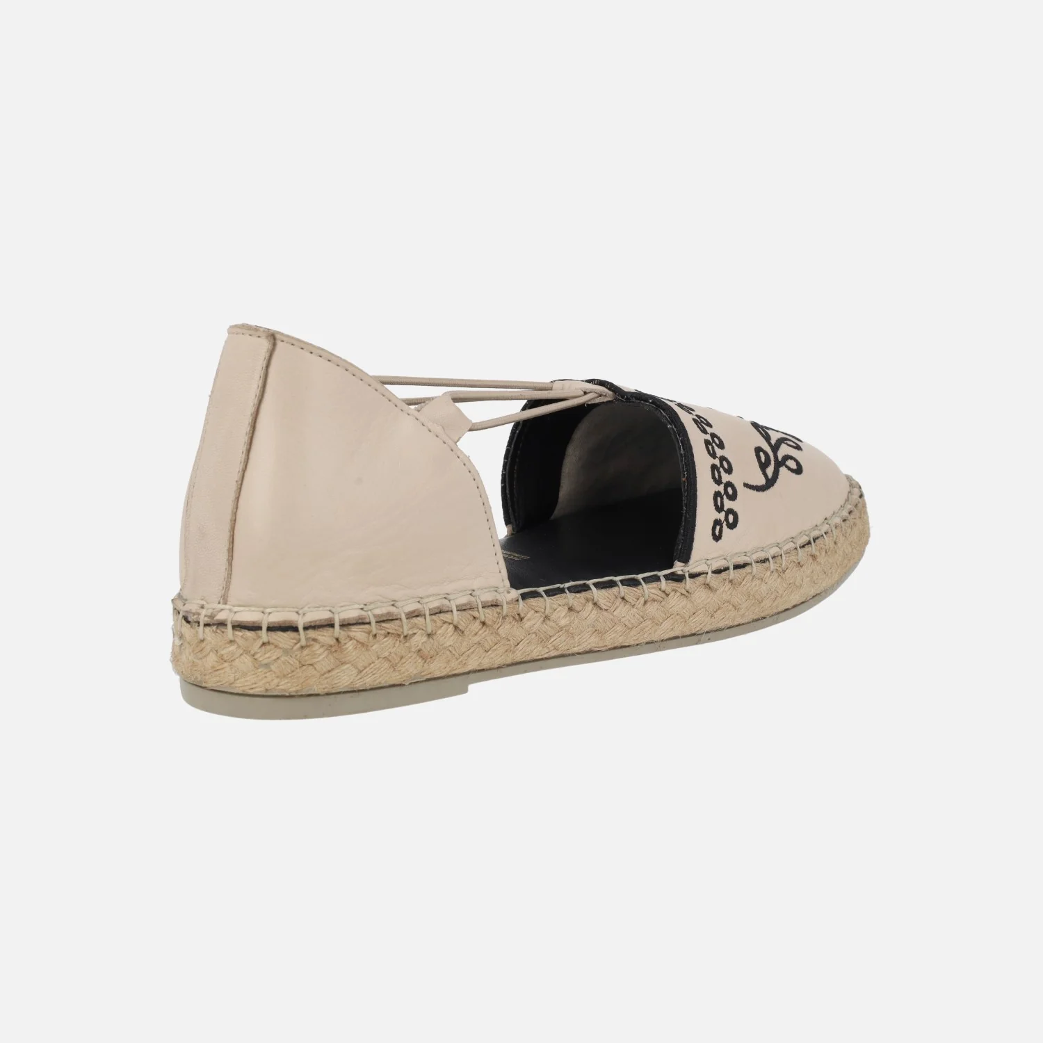 Zapatillas de esparto de color beige con bordados en negro - Image 4