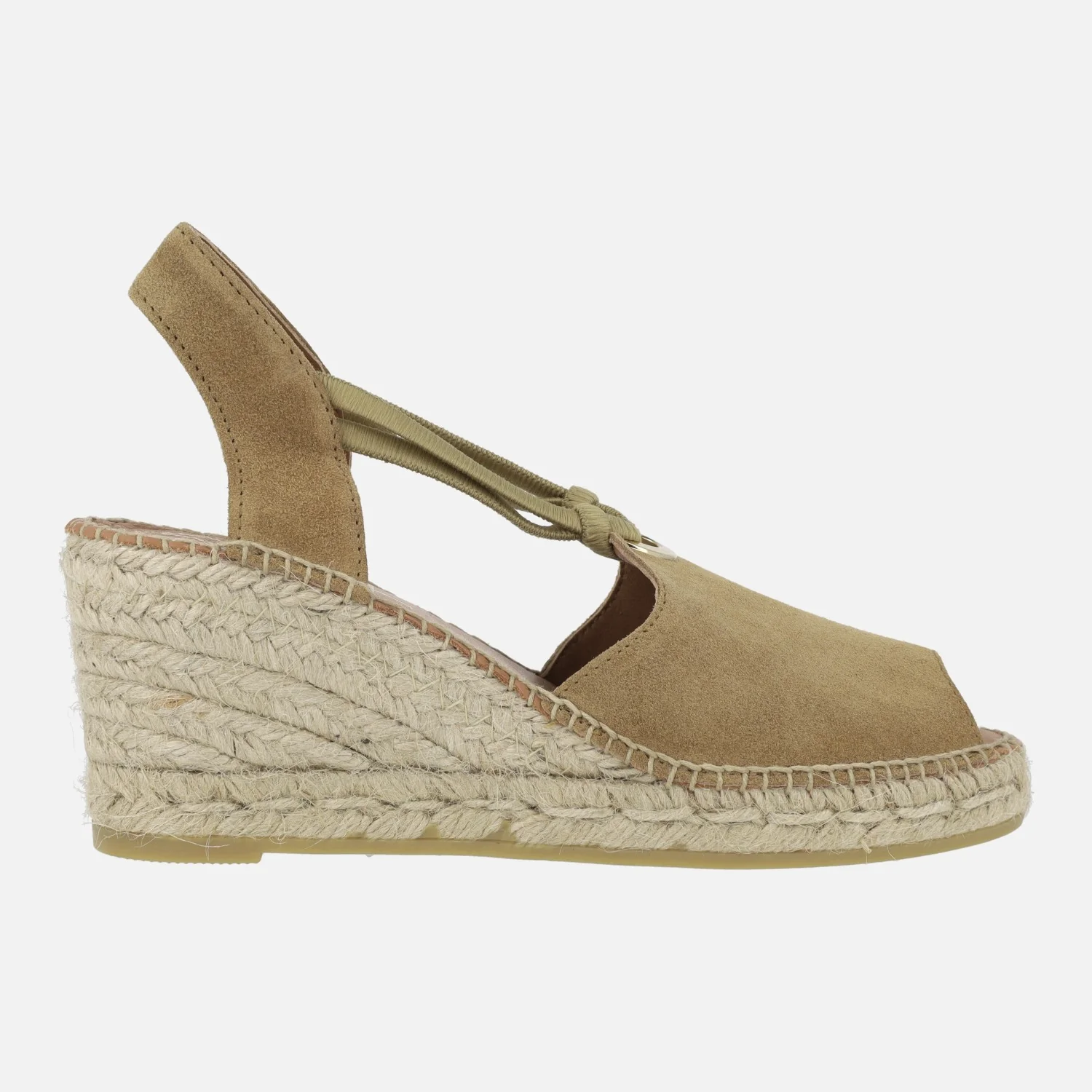 Zapatillas de esparto de piel con argolla metálica y elásticos Viguera 2143