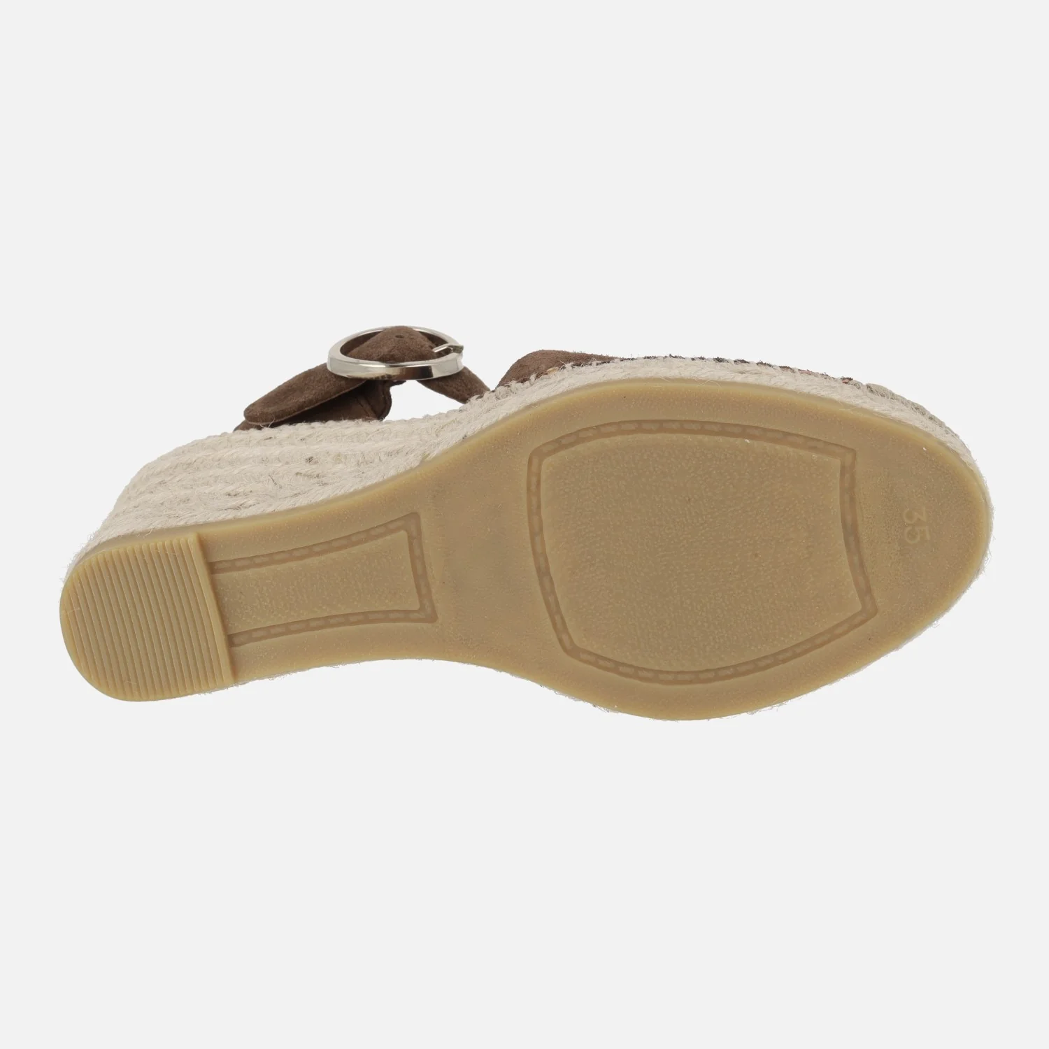 Zapatillas de esparto en ante marrón oscuro con hebilla circular - Image 6