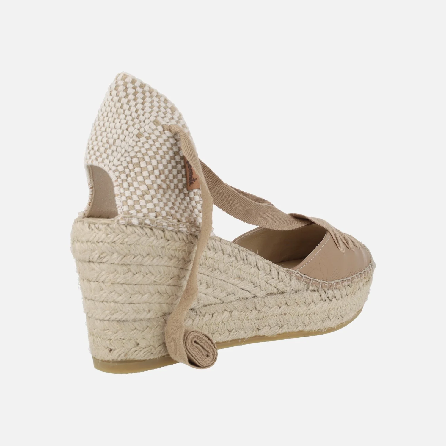 Zapatillas de esparto en piel camel con cintas - Image 4