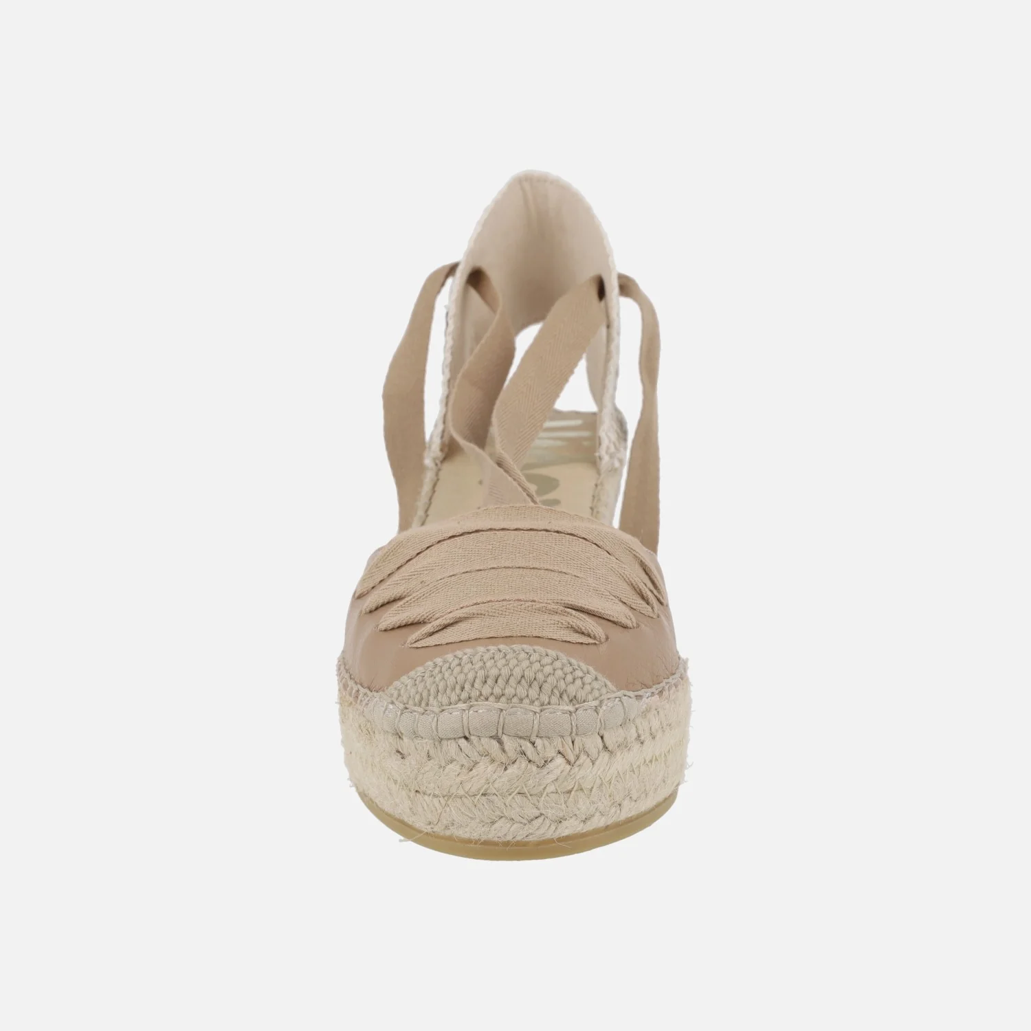 Zapatillas de esparto en piel camel con cintas - Image 5