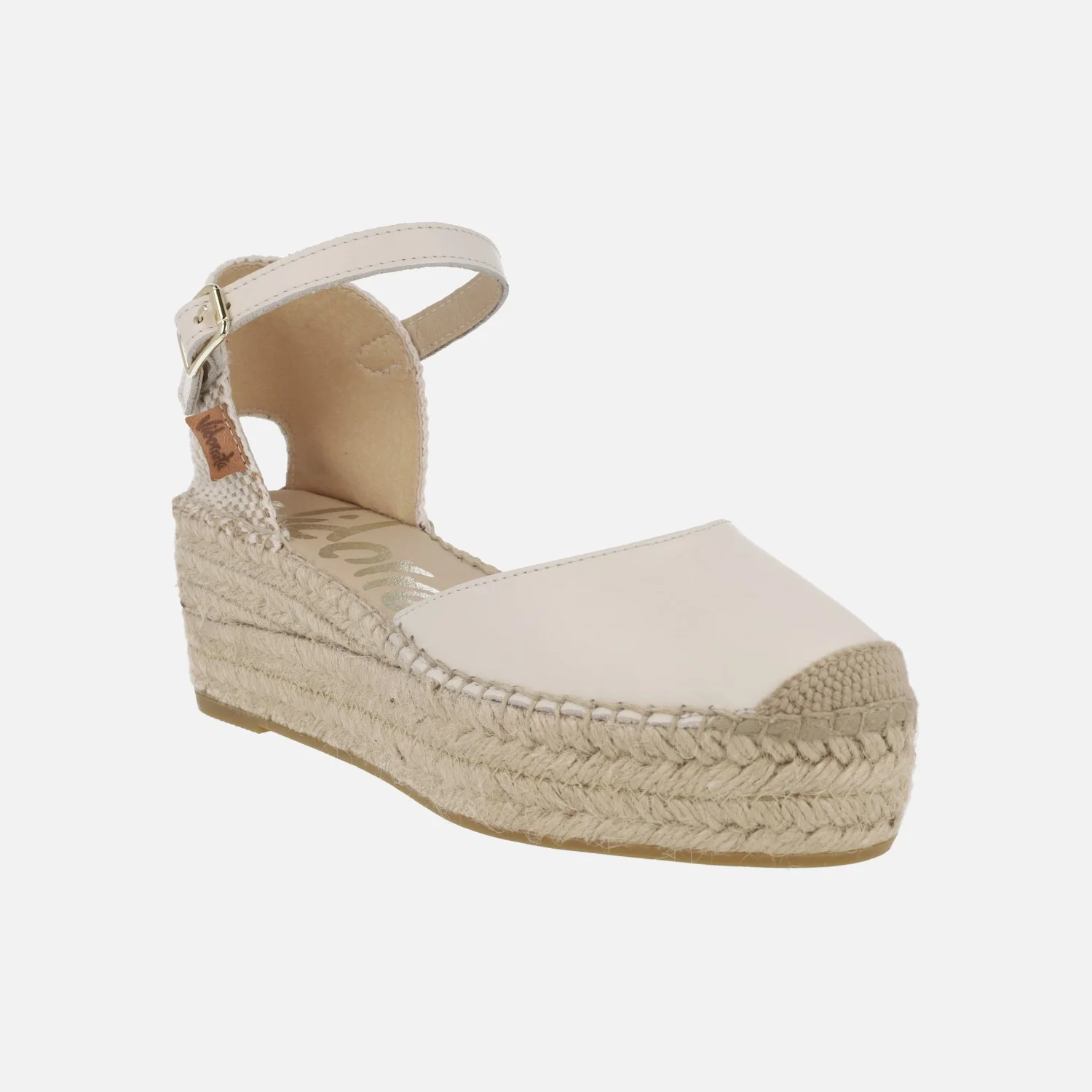 Zapatillas de esparto en piel con pulsera y plataforma - Image 2