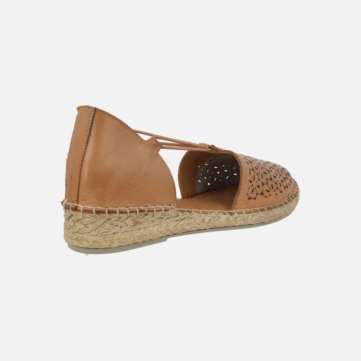 Zapatillas de esparto en piel con troquelado de flores - Image 10