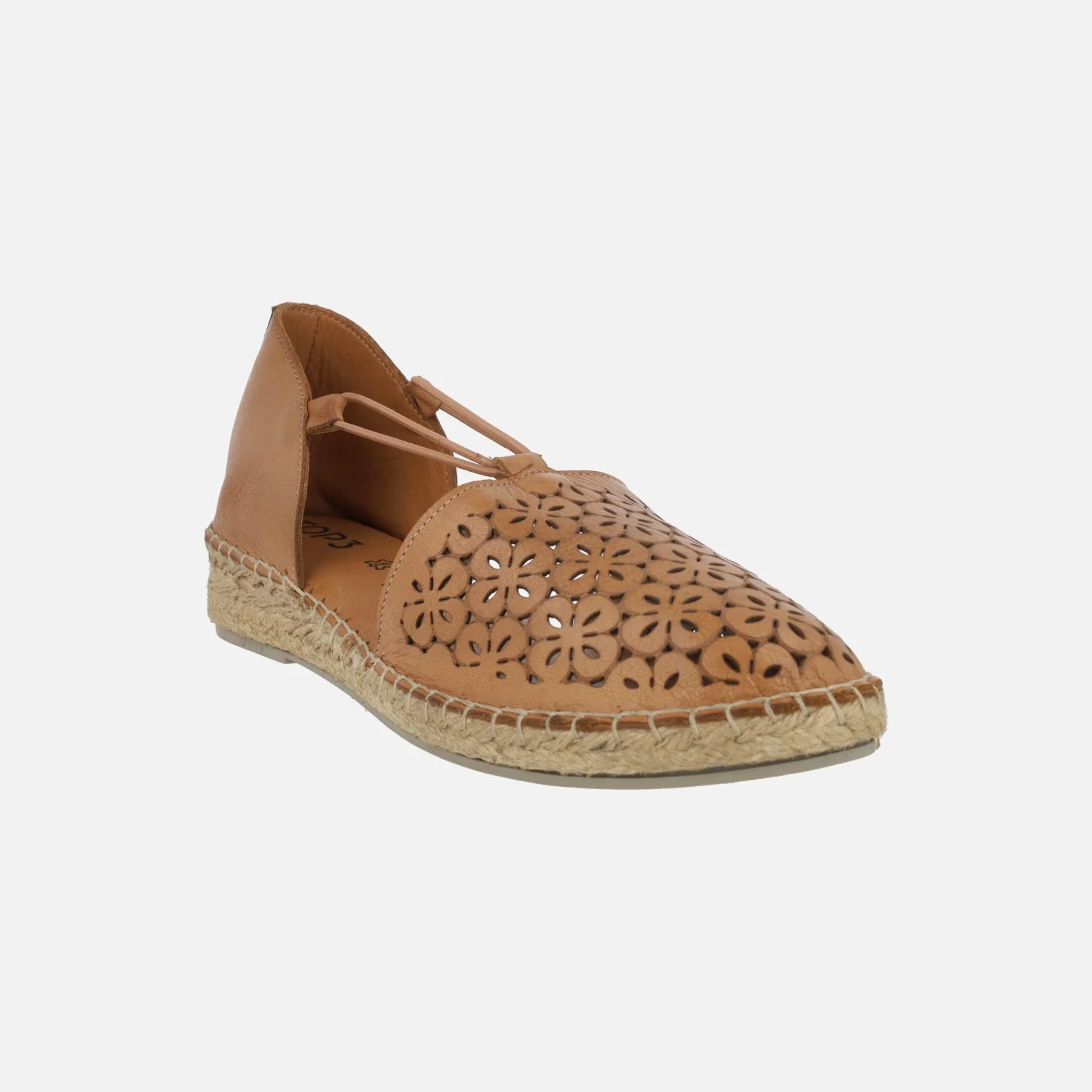 Zapatillas de esparto en piel con troquelado de flores - Image 8