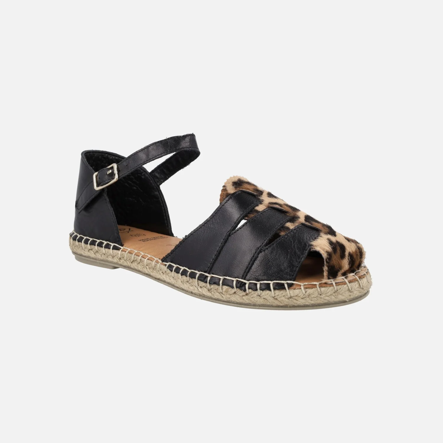 Zapatillas de esparto en piel estilo cangrejeras con detalles en leopardo - Image 2
