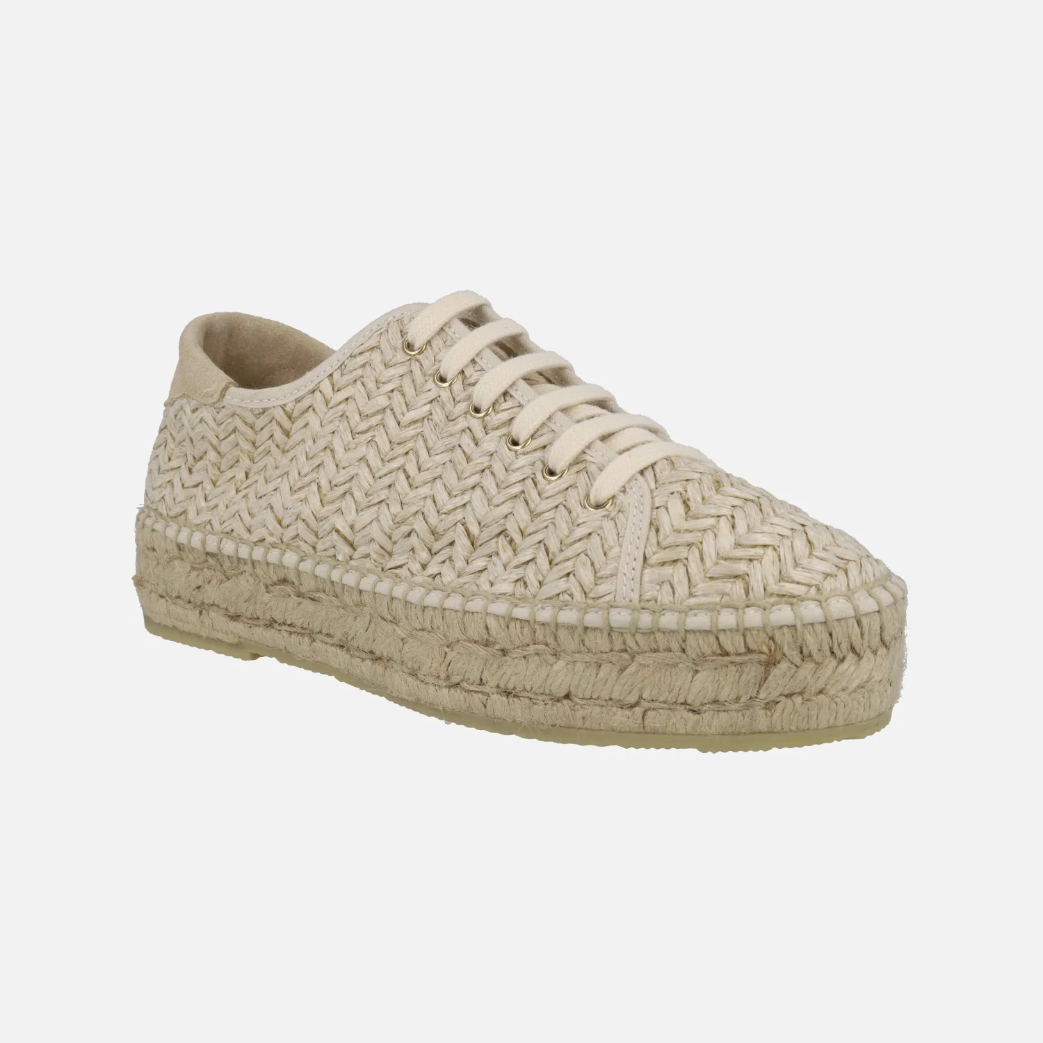 Zapatillas de esparto en rafia beige con cordones - Image 2
