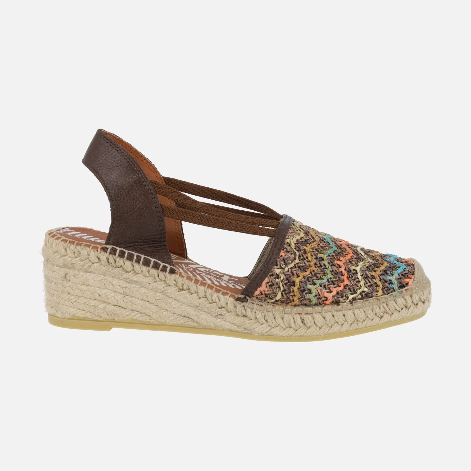 Zapatillas de esparto en rafia trenzada multicolor con elásticos