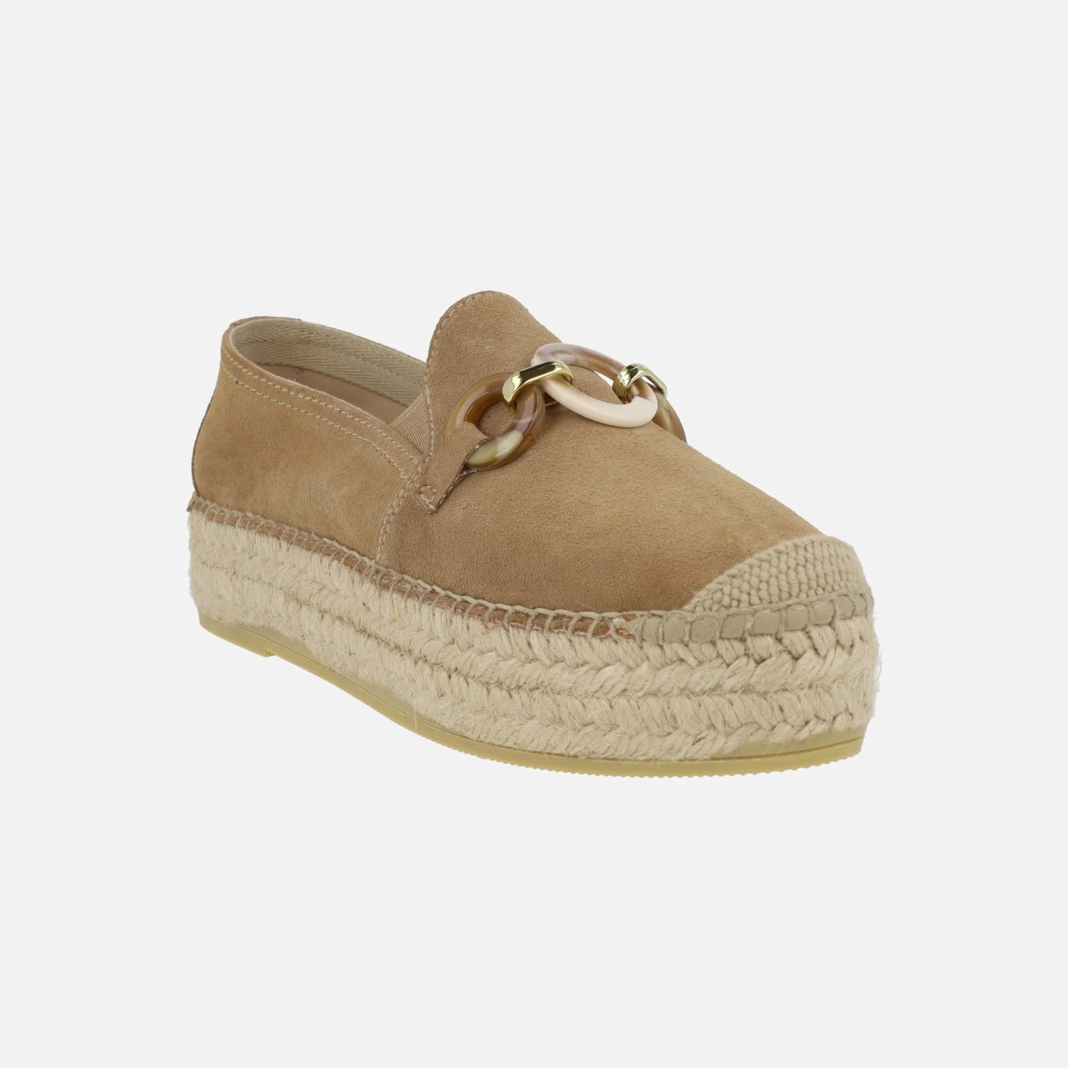 Zapatillas de esparto en serraje camel con adorno en la pala - Image 2