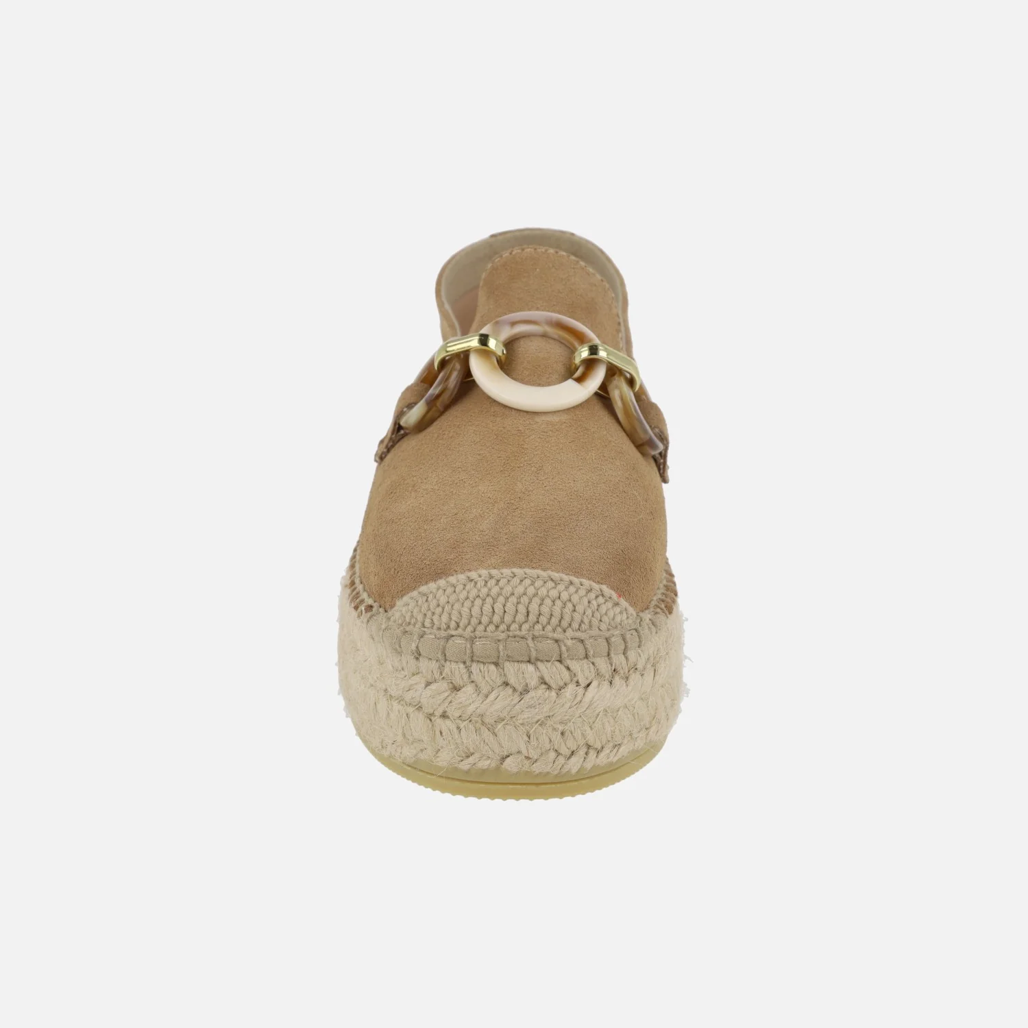 Zapatillas de esparto en serraje camel con adorno en la pala - Image 5