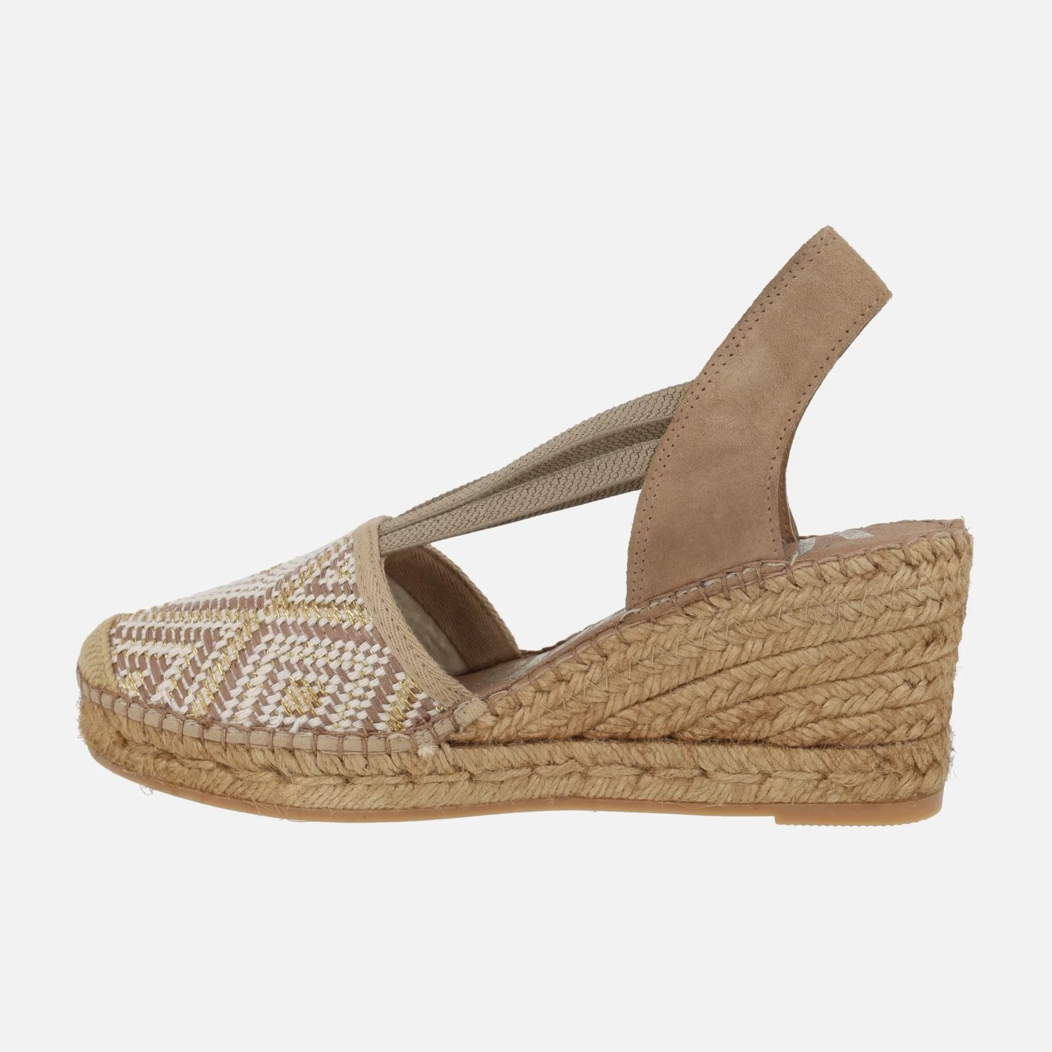 Zapatillas de esparto en tejido étnico tostado - Image 3