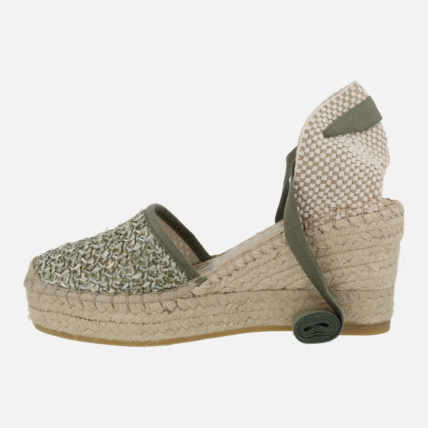 Zapatillas de esparto estilo campesinas en tejido rafia con cintas - Image 3