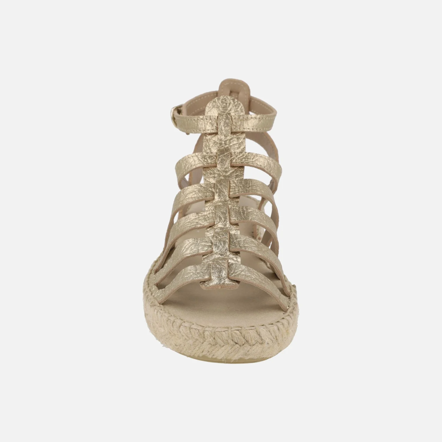 Zapatillas de esparto estilo romanas Mikonos en piel metalizada oro - Image 5