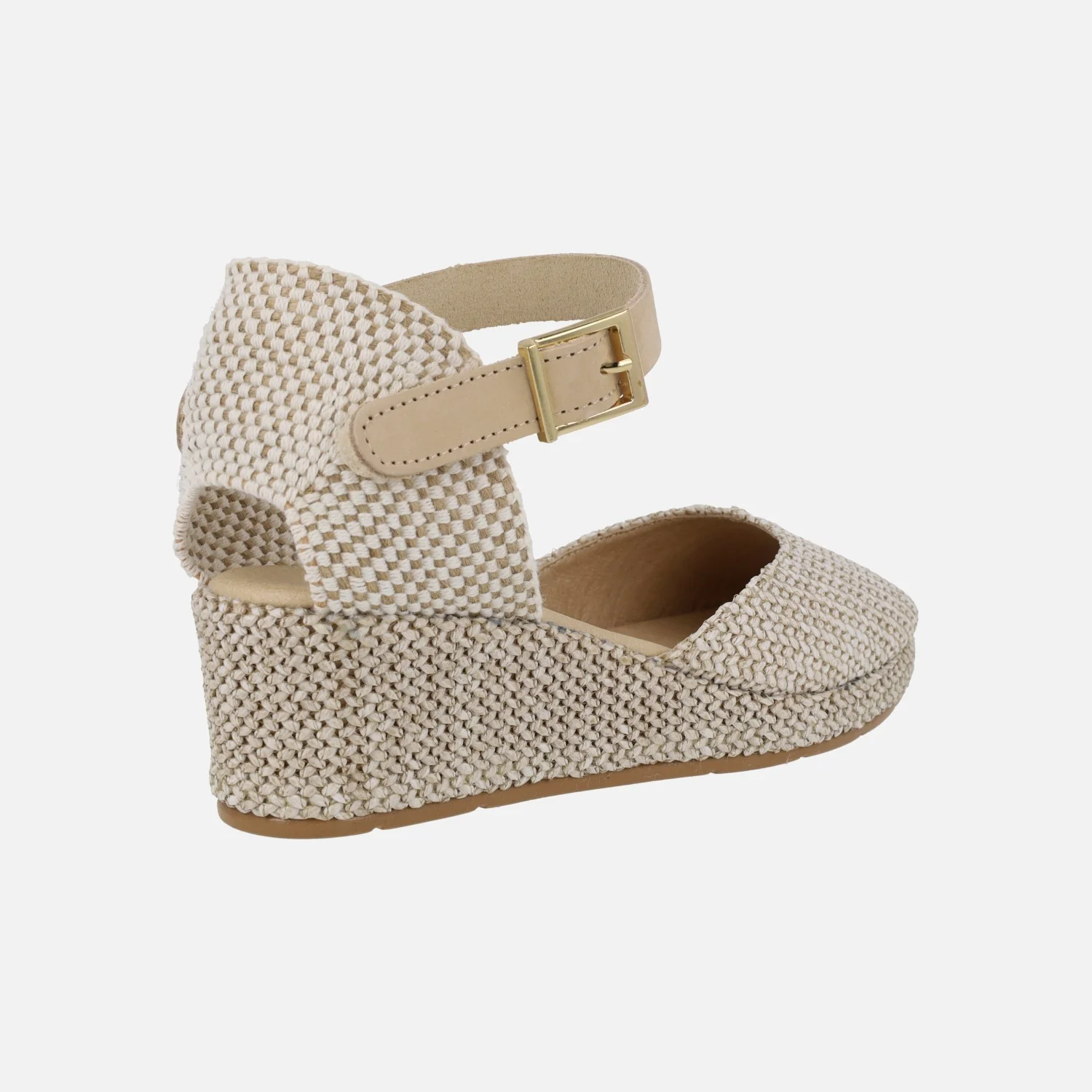 Zapatillas de rafia con pulsera de piel al tobillo y cuña de 5 cm - Image 4