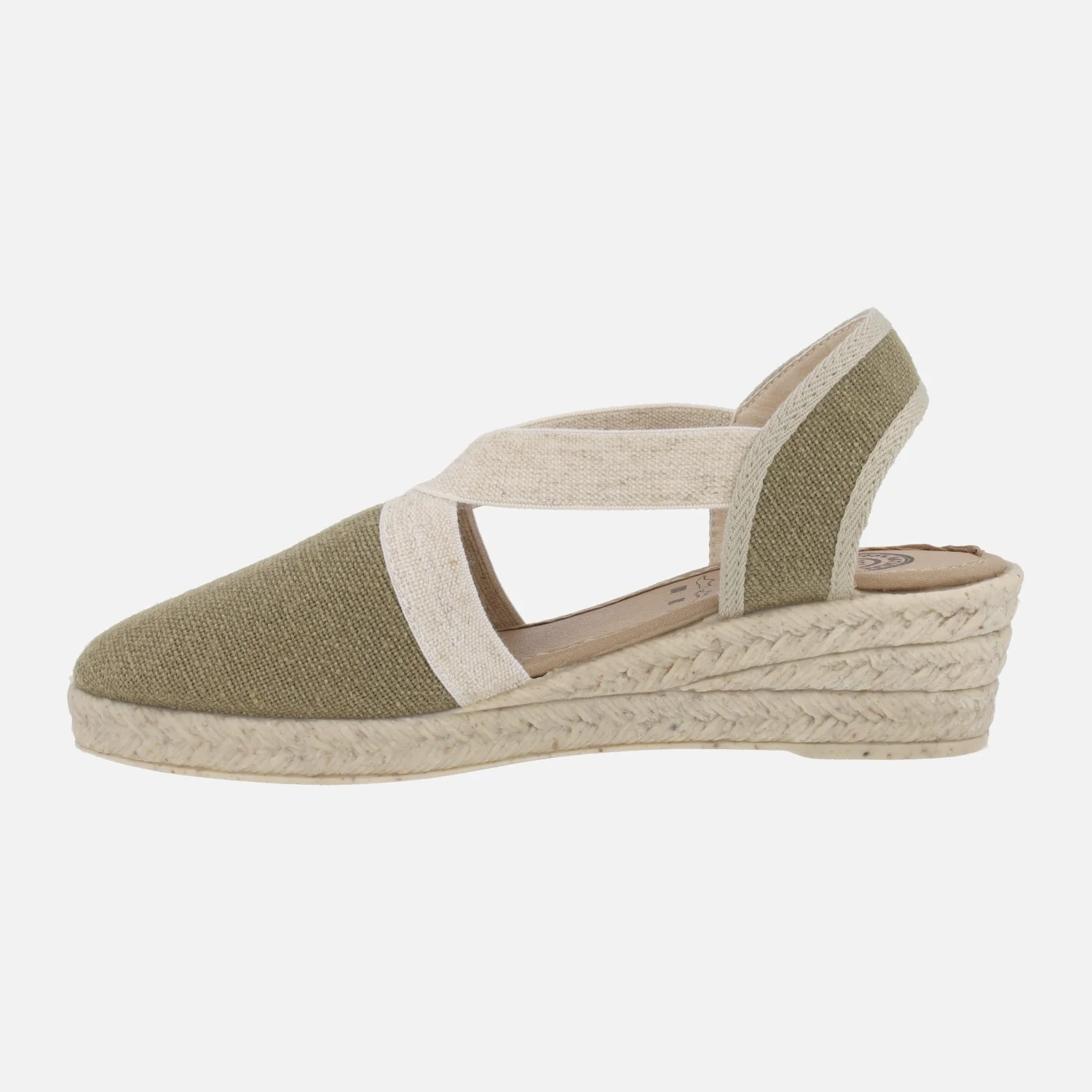 Zapatillas de tejido con elásticos y cuña imitación yute - Image 3