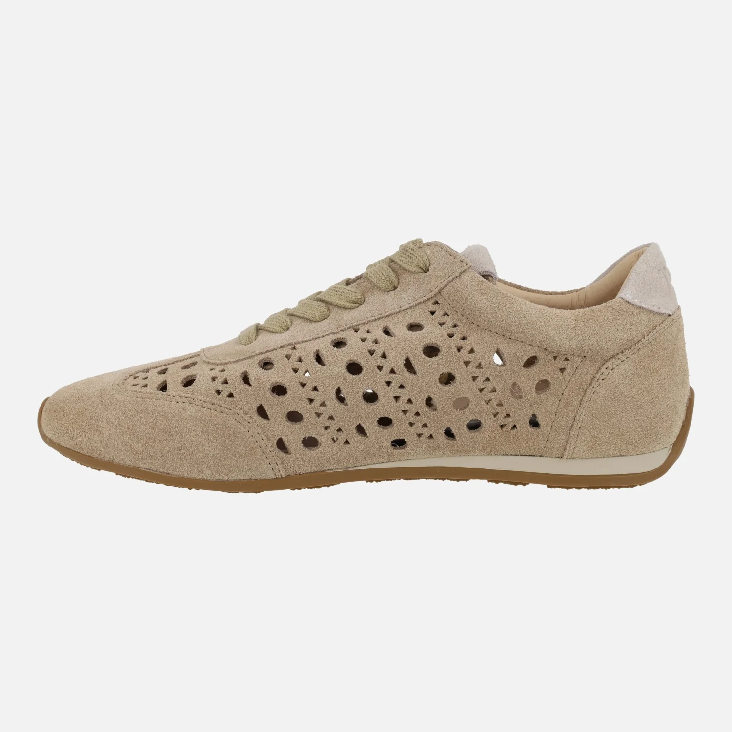 Zapatillas deportivas bajas en serraje beige con calados - Image 3