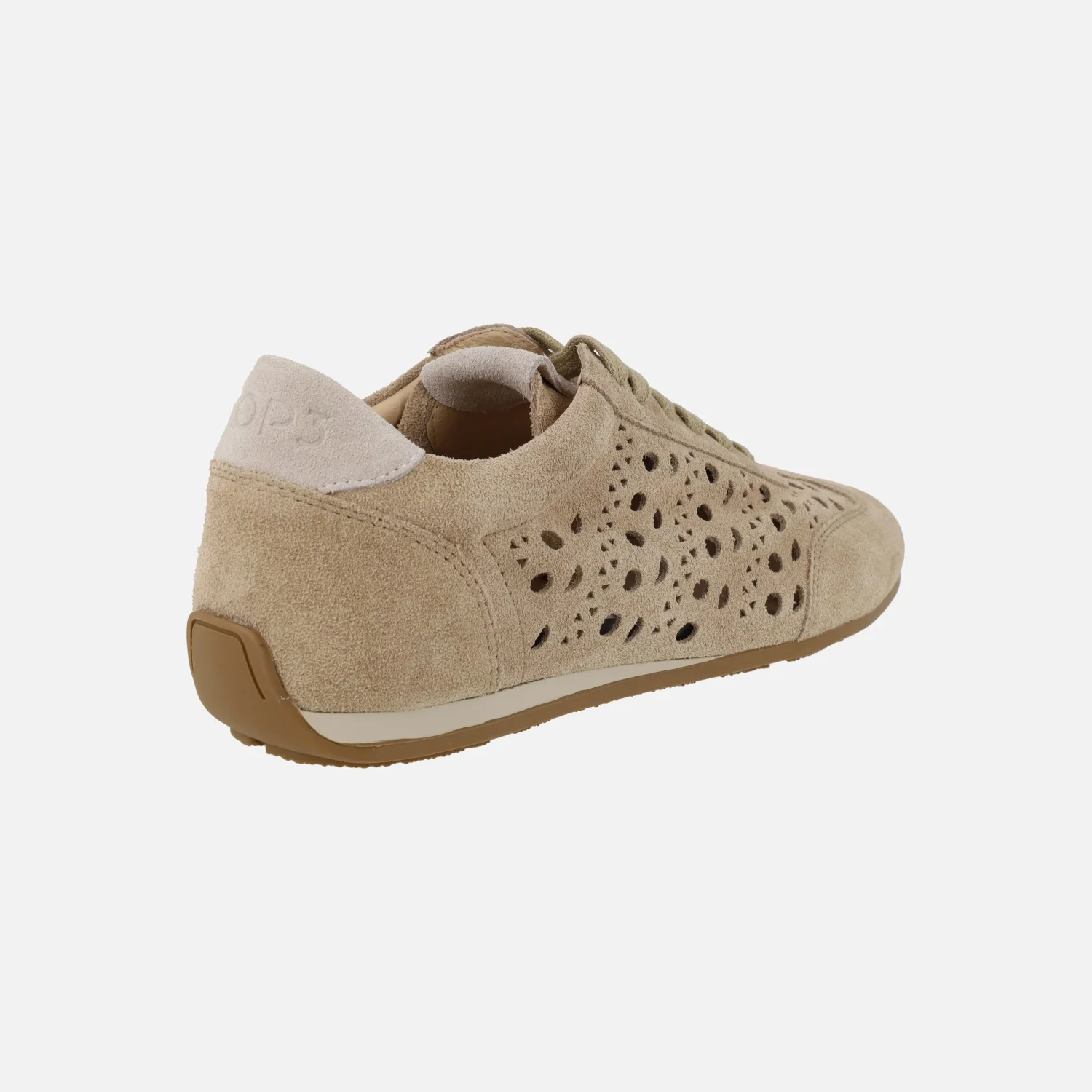 Zapatillas deportivas bajas en serraje beige con calados - Image 4