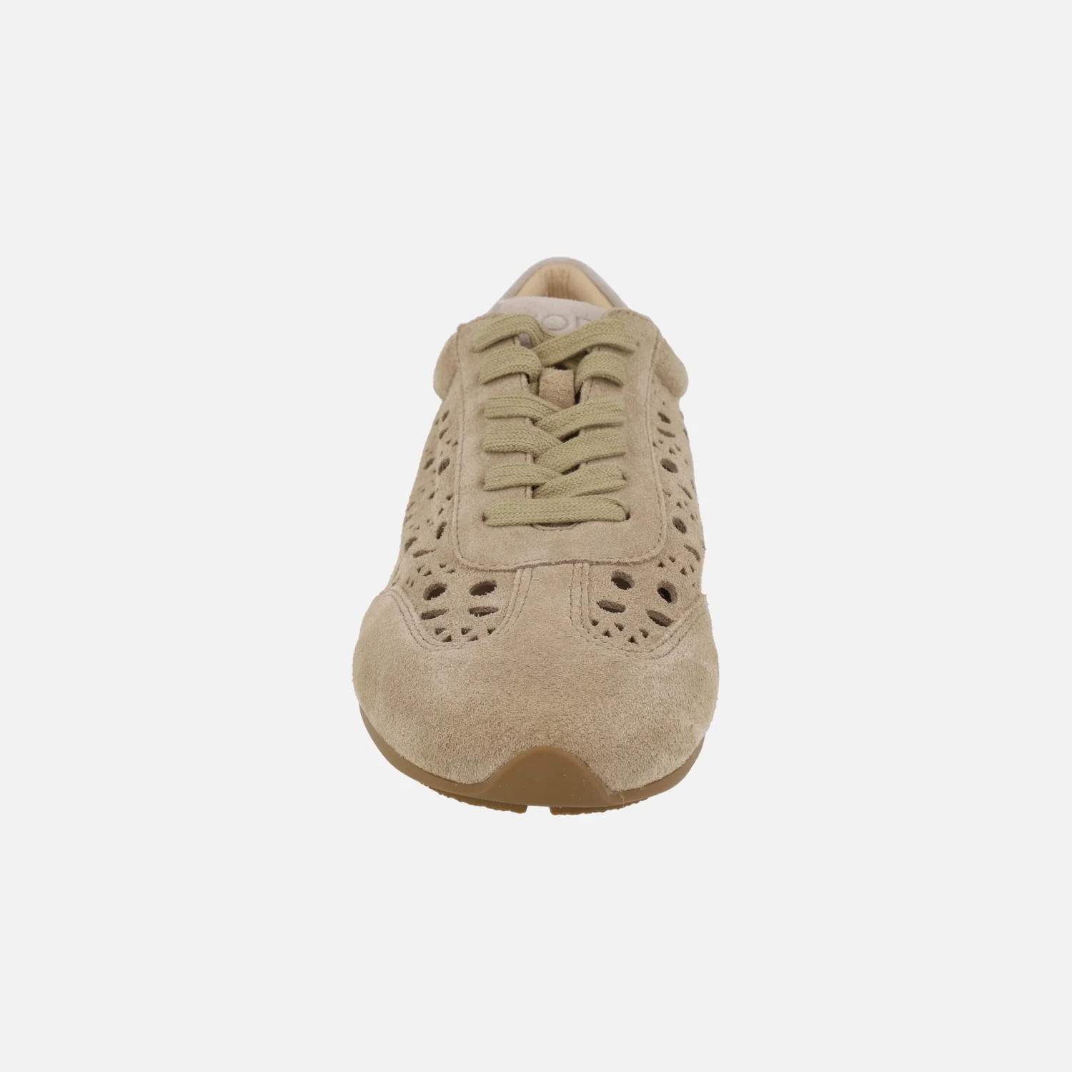 Zapatillas deportivas bajas en serraje beige con calados - Image 5
