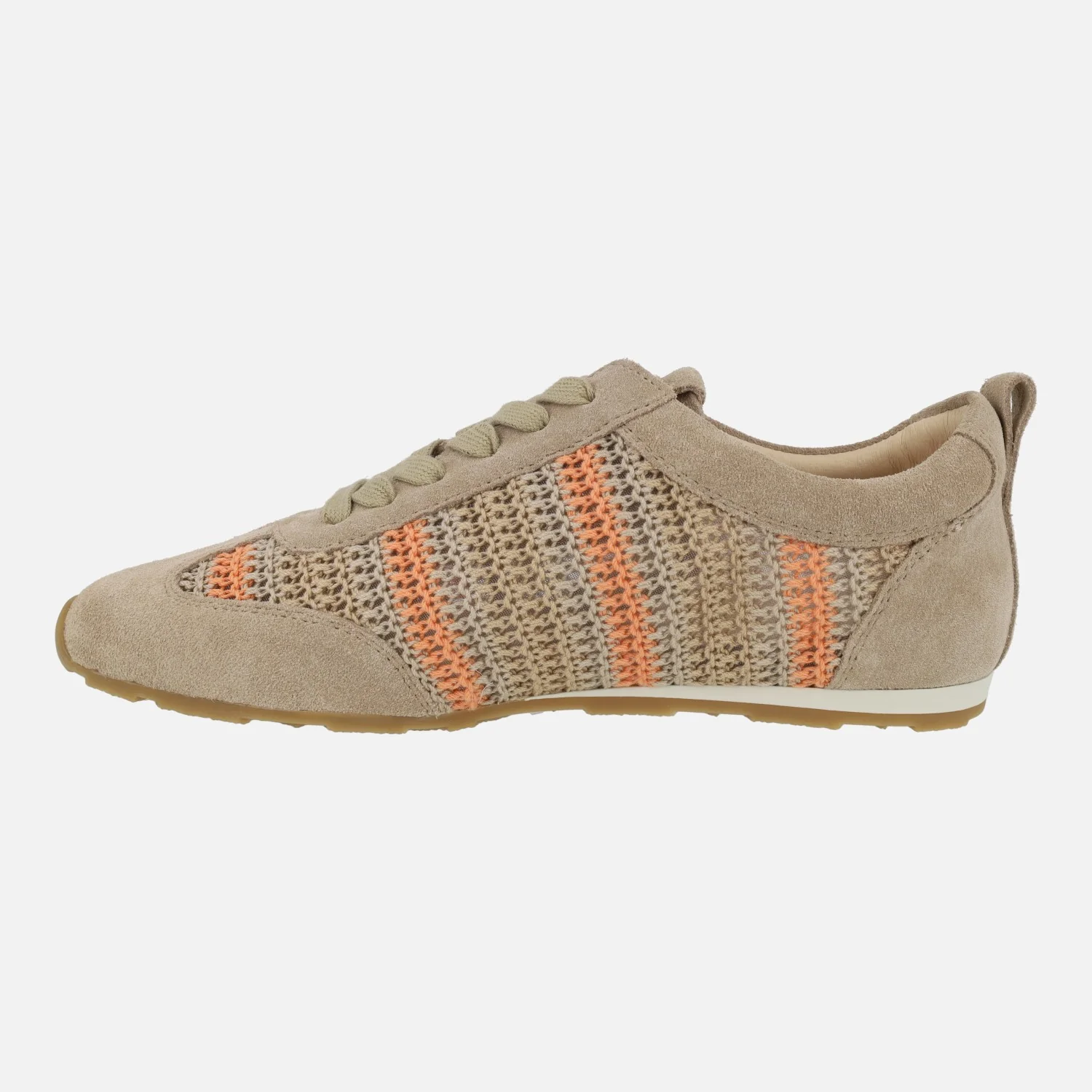 Zapatillas deportivas bajas en tejido crochet beige y naranja - Image 3