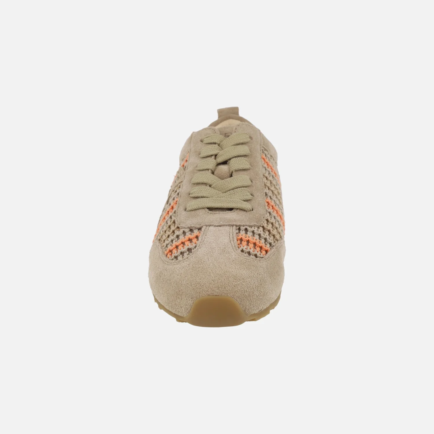 Zapatillas deportivas bajas en tejido crochet beige y naranja - Image 5