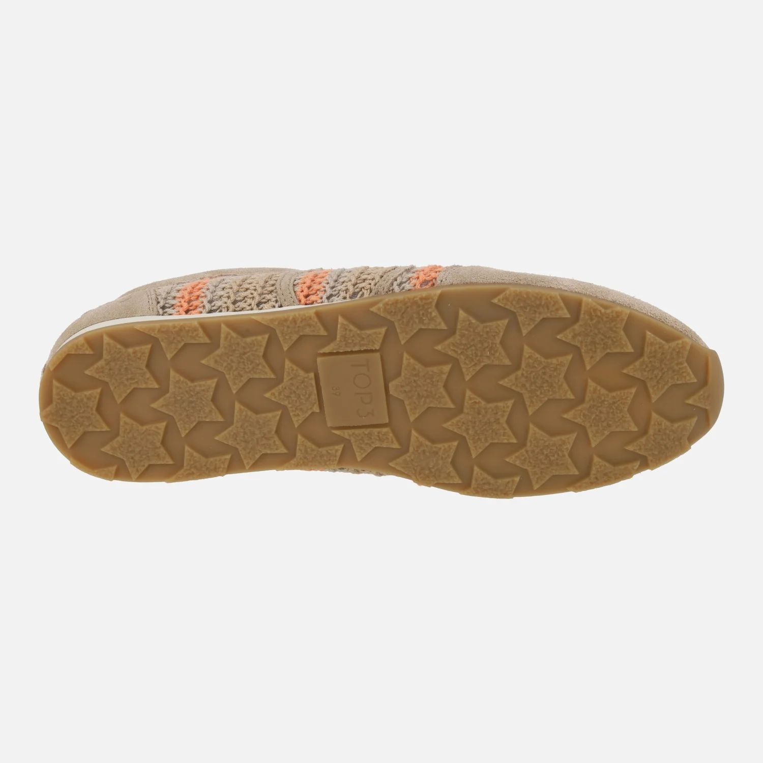 Zapatillas deportivas bajas en tejido crochet beige y naranja - Image 6