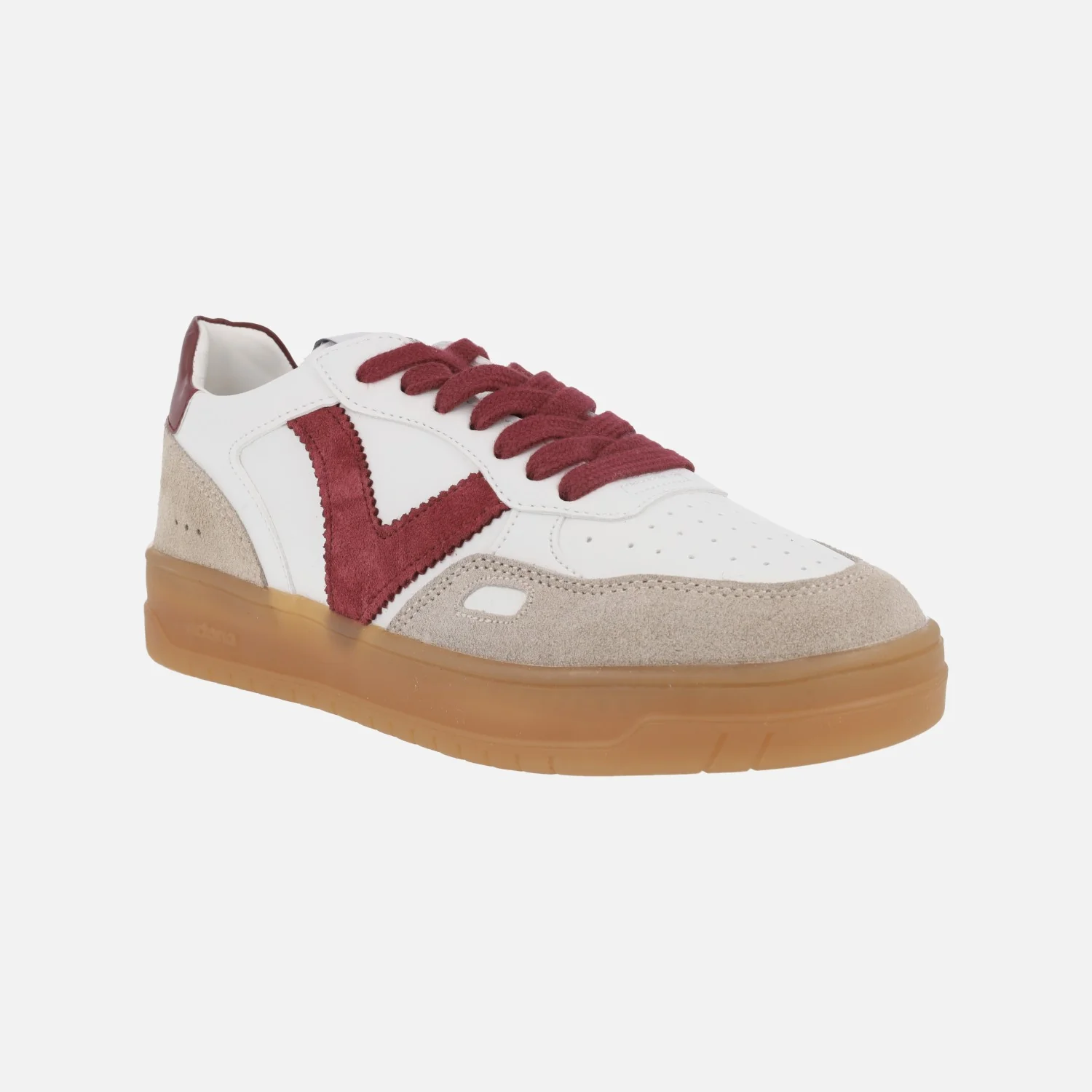 Zapatillas deportivas blancas con detalles burdeos Seul efecto piel y serraje - Image 3