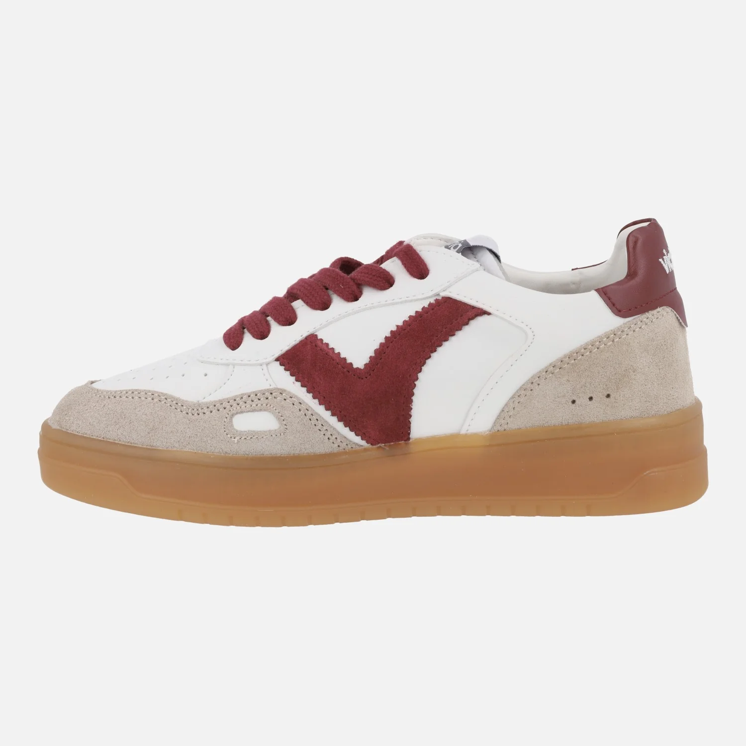 Zapatillas deportivas blancas con detalles burdeos Seul efecto piel y serraje - Image 4