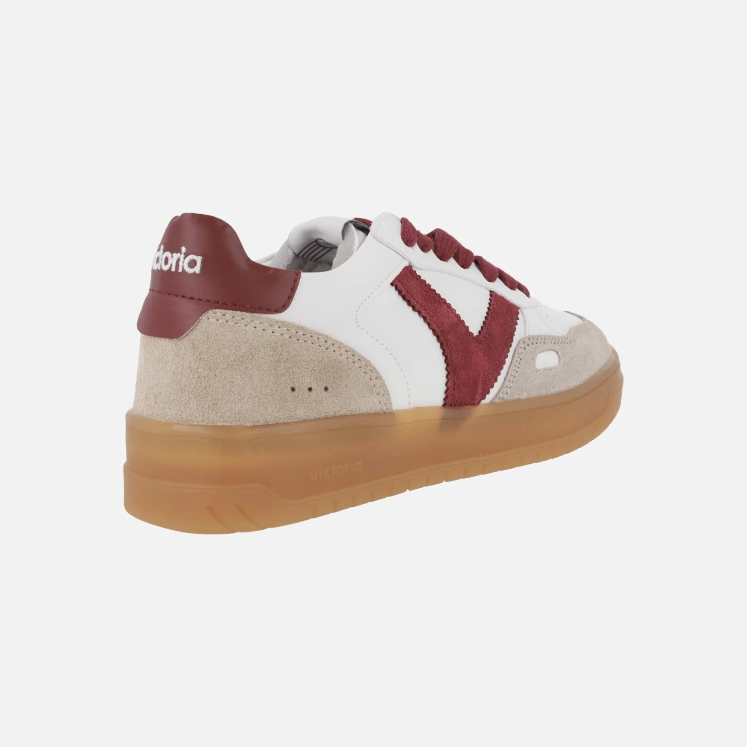 Zapatillas deportivas blancas con detalles burdeos Seul efecto piel y serraje - Image 5