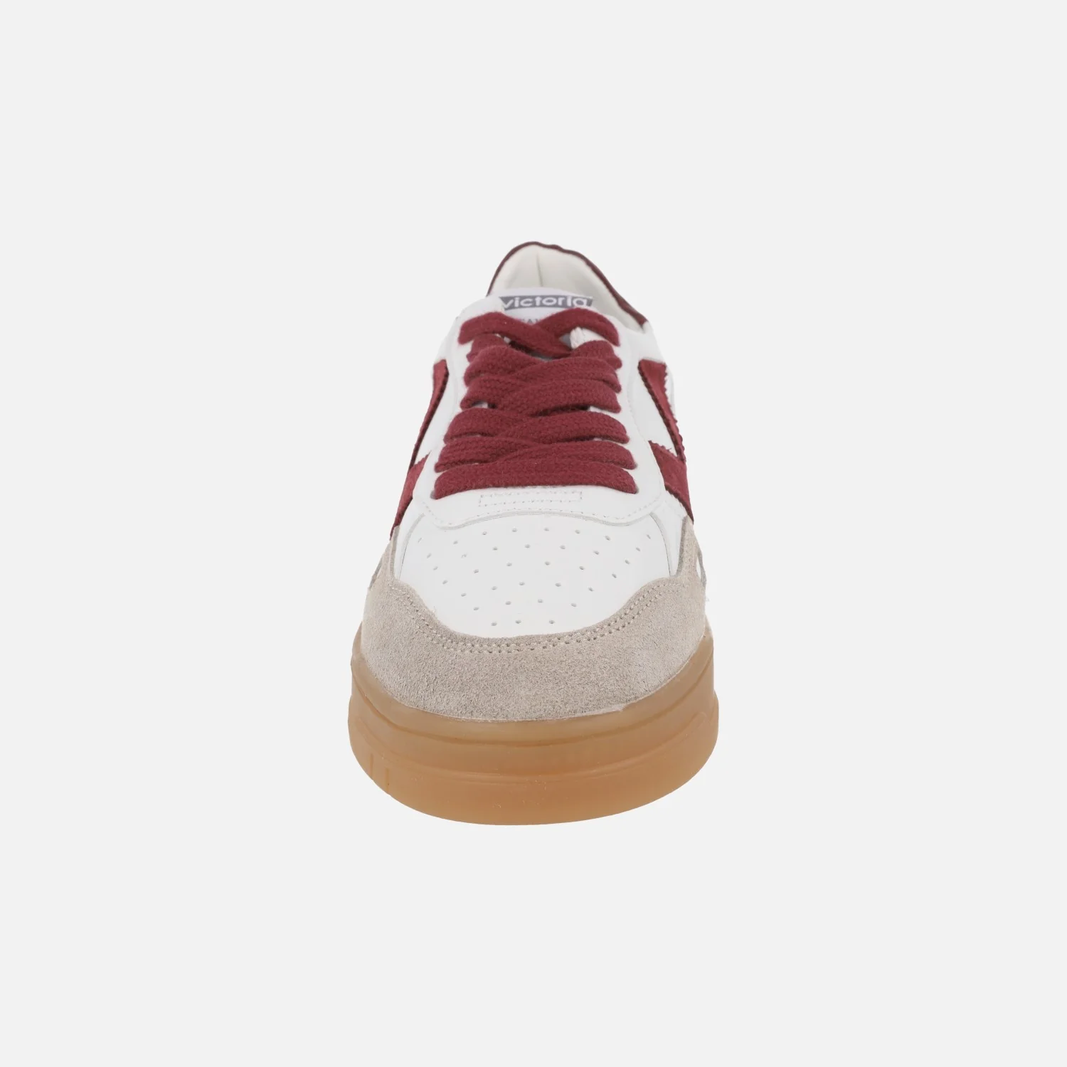 Zapatillas deportivas blancas con detalles burdeos Seul efecto piel y serraje - Image 6