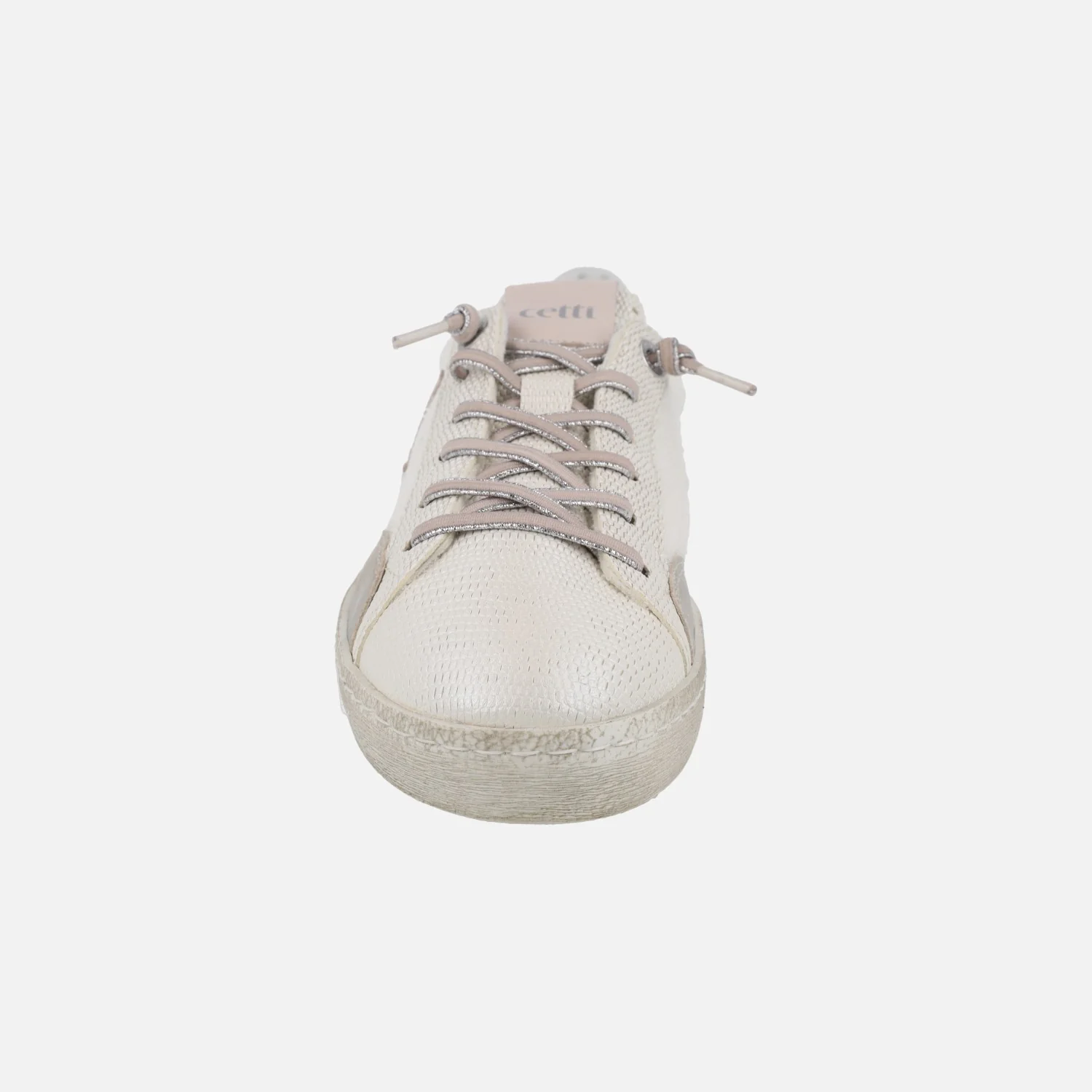 Zapatillas deportivas blancas con lentejuelas y detalles en rosa - Image 5
