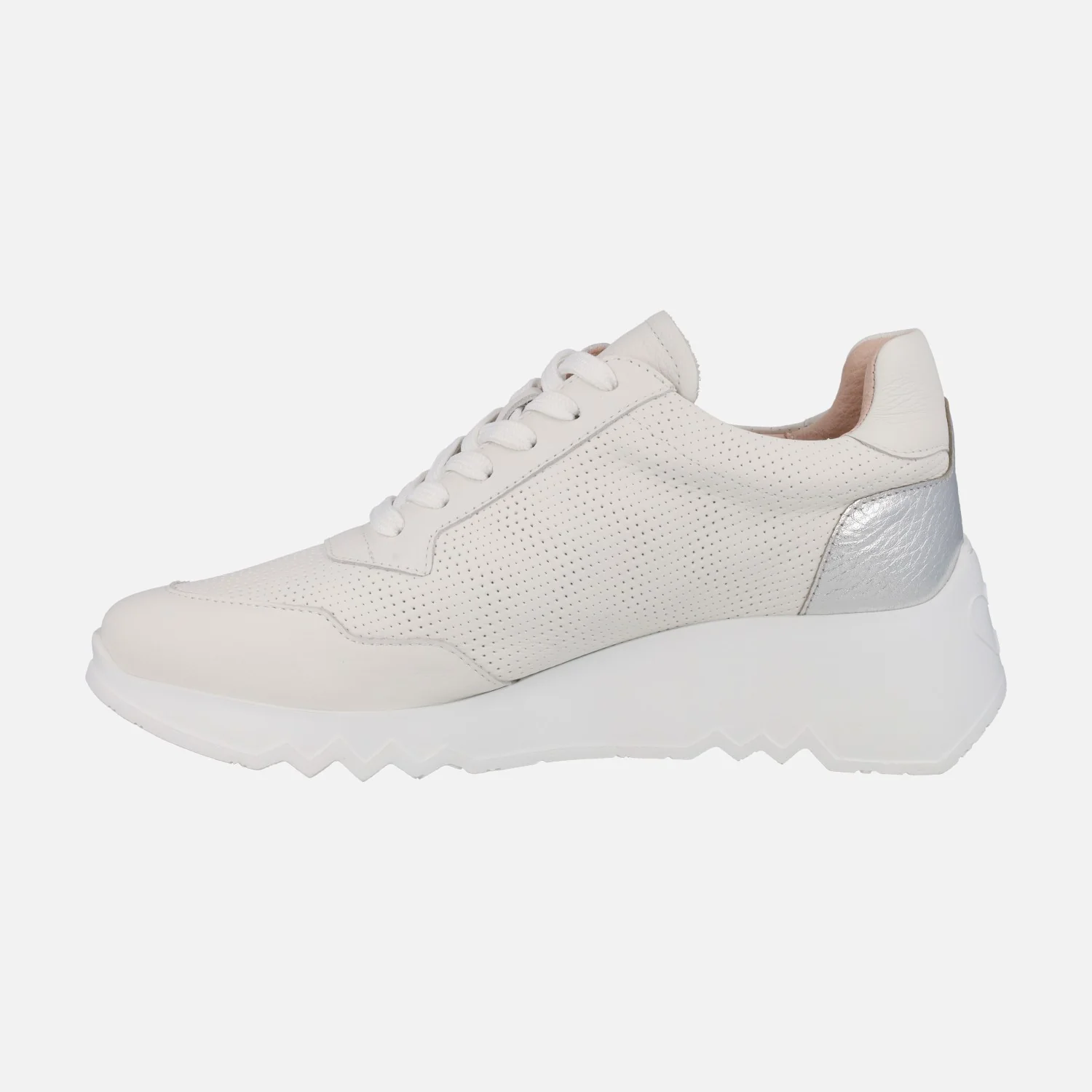 Zapatillas deportivas blancas de piel con cordones y cremallera - Image 3