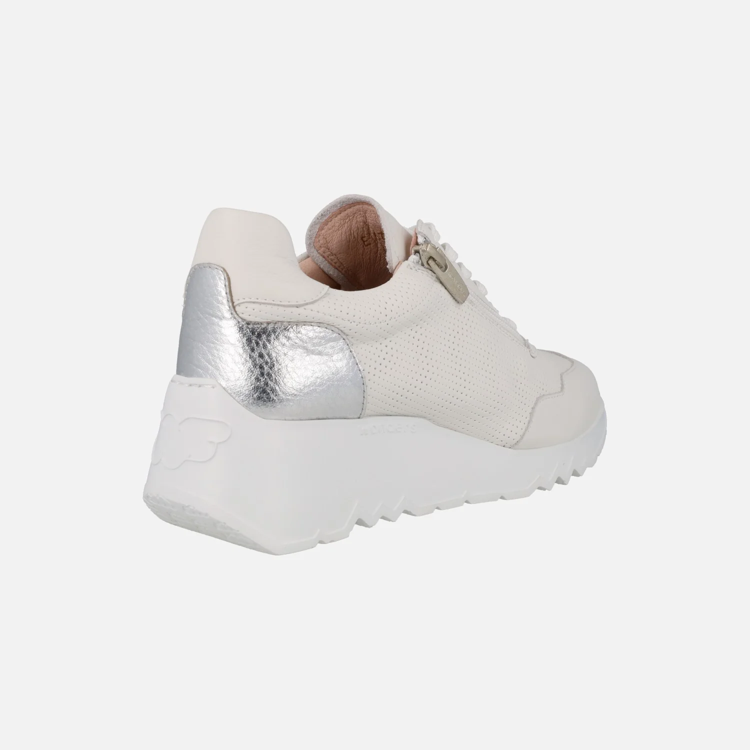 Zapatillas deportivas blancas de piel con cordones y cremallera - Image 4