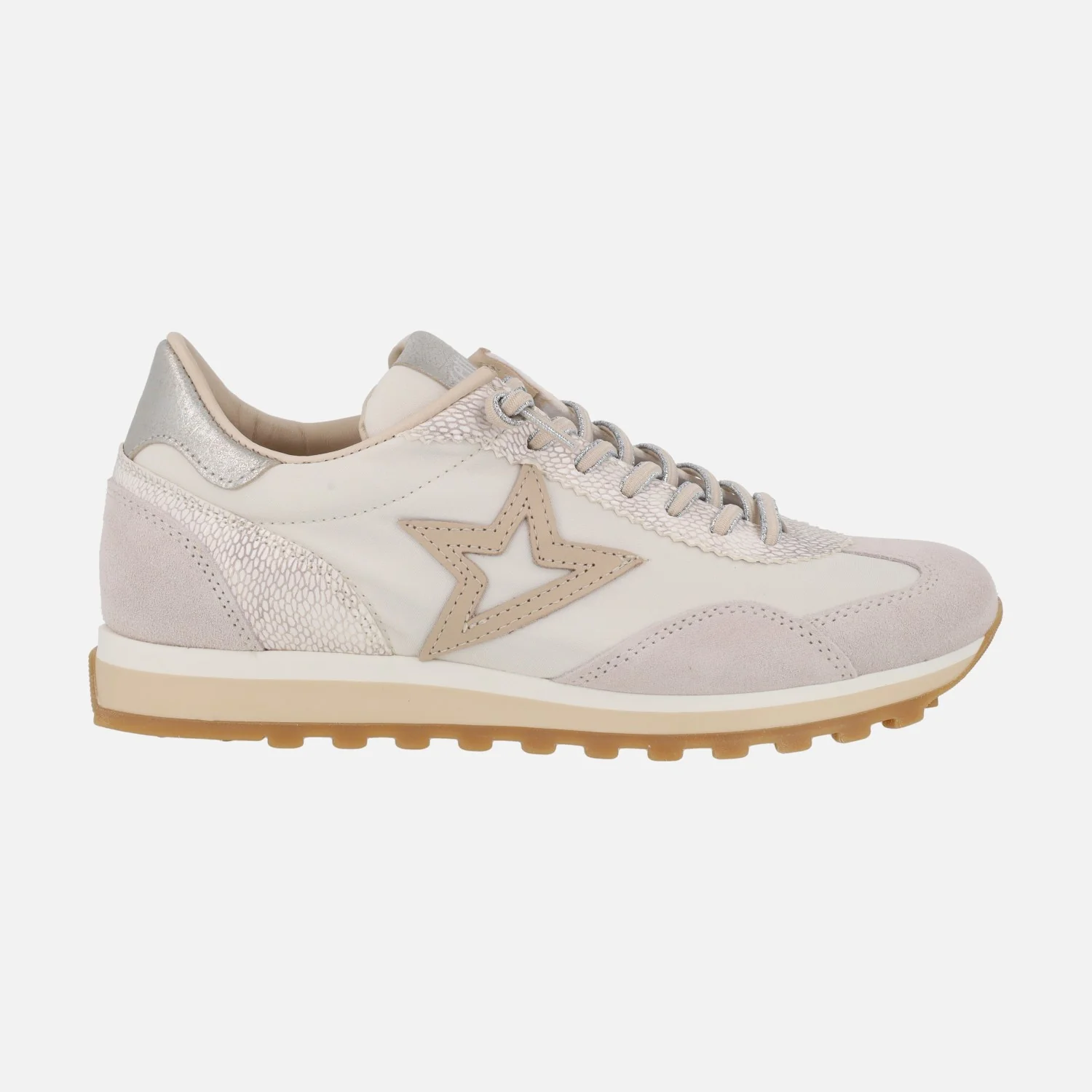 Zapatillas deportivas Cetti en combinado marfil con cordones elásticos