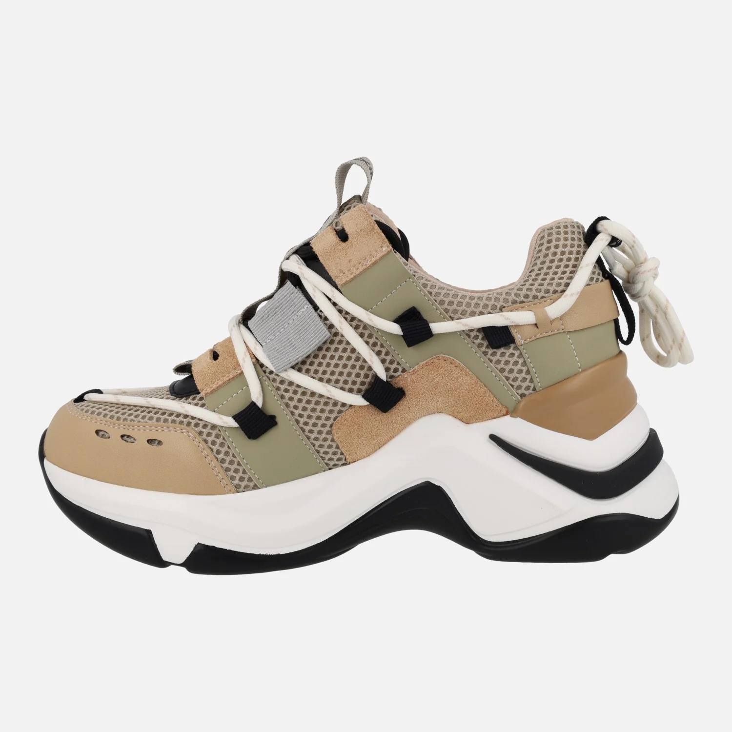 Zapatillas deportivas combinadas con cordón al talón 106-52EX22 Camel - Image 3