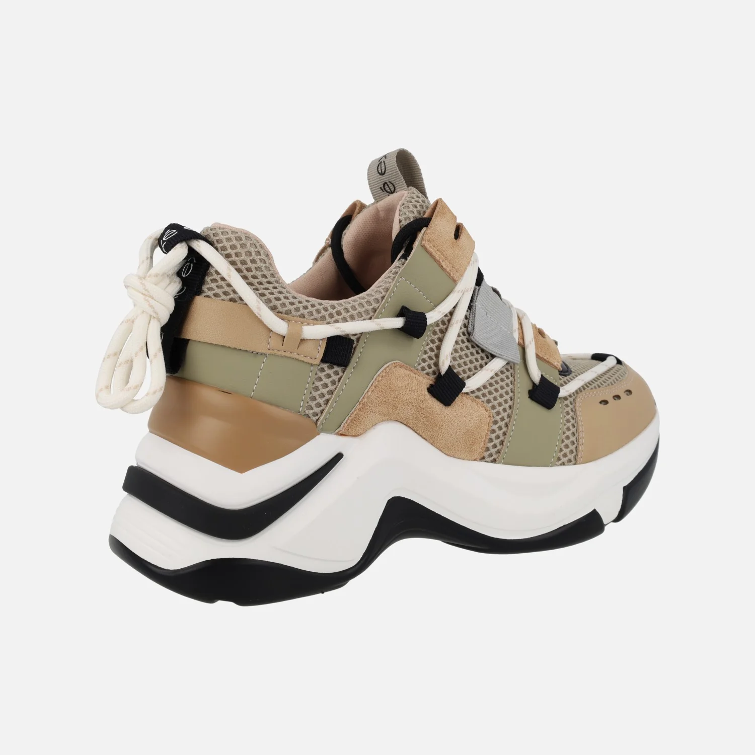 Zapatillas deportivas combinadas con cordón al talón 106-52EX22 Camel - Image 4