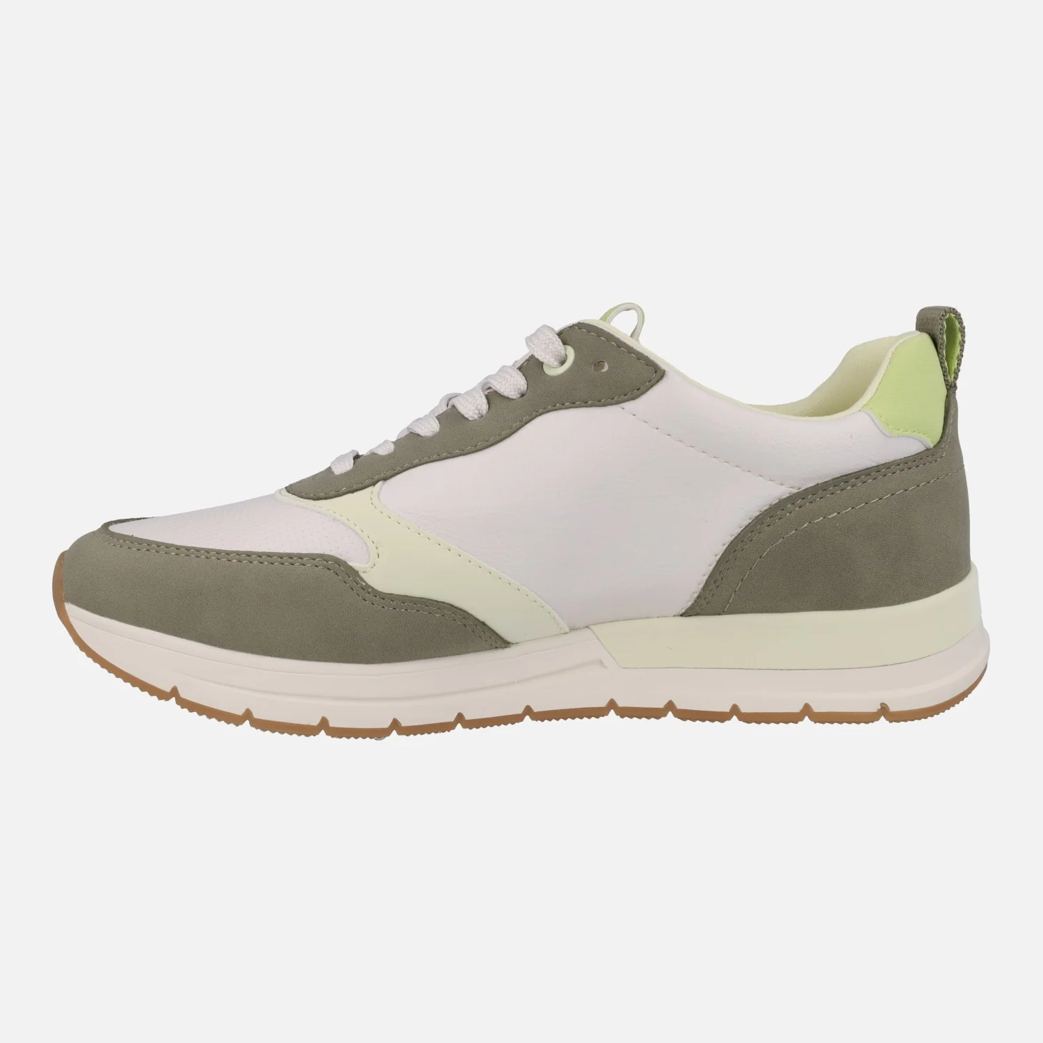 Zapatillas deportivas con cordones en combinado blanco y verde - Image 3