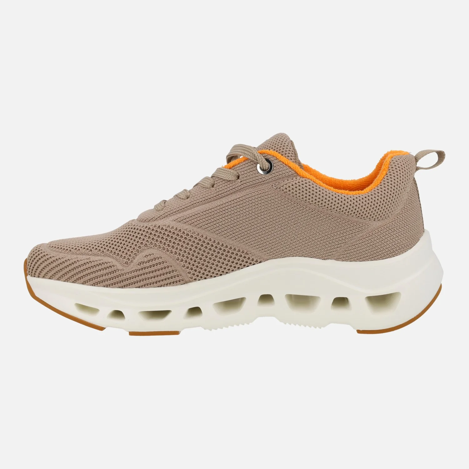 Zapatillas deportivas con cordones en tejido beige con piso volumen - Image 3