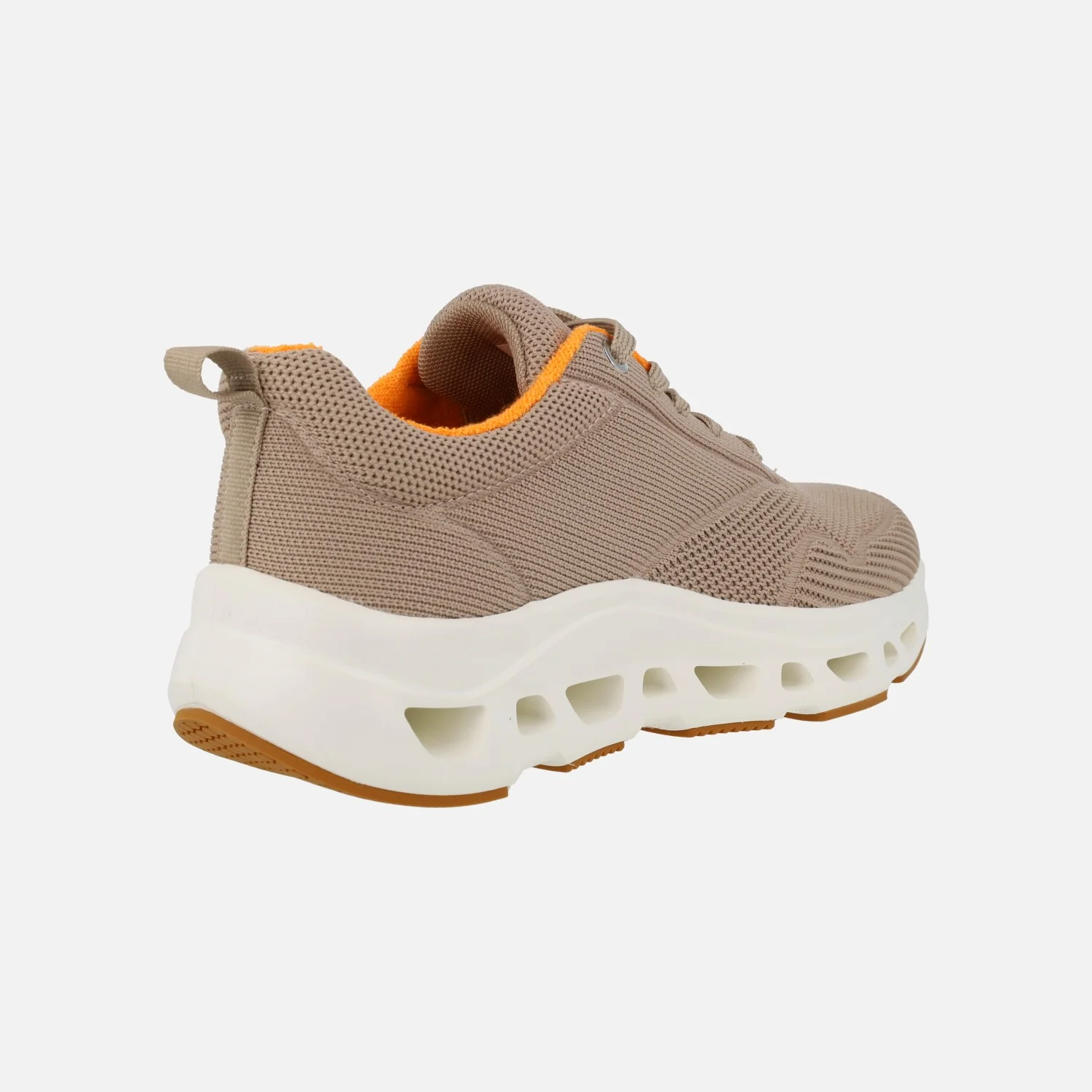 Zapatillas deportivas con cordones en tejido beige con piso volumen - Image 4