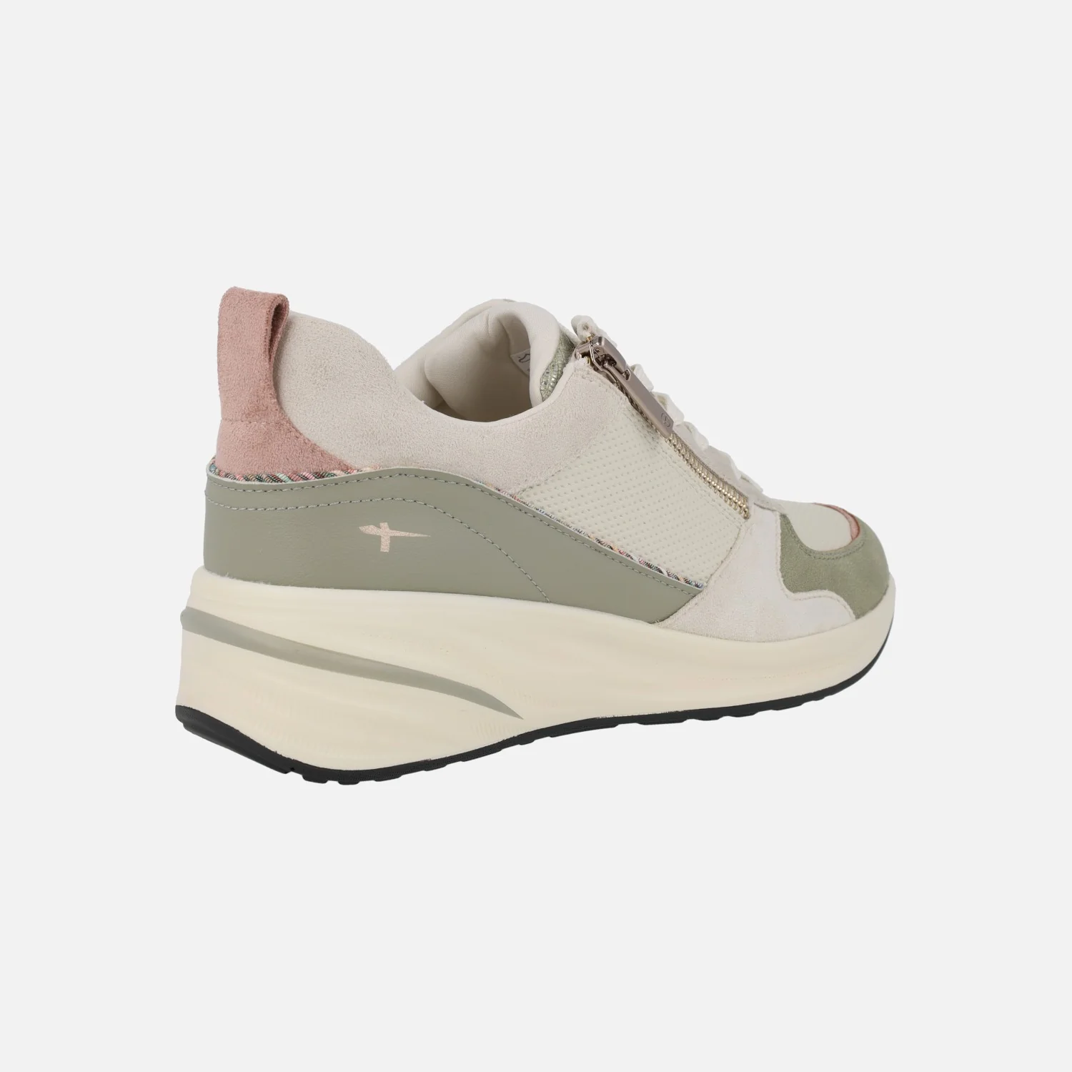 Zapatillas deportivas con cordones y cremallera en combinado verde - Image 3
