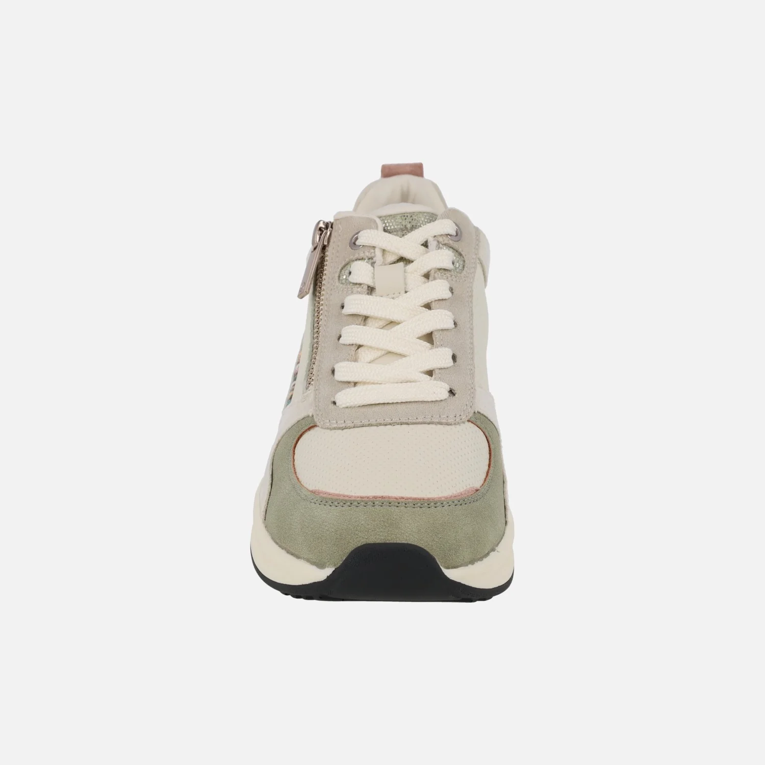 Zapatillas deportivas con cordones y cremallera en combinado verde - Image 5