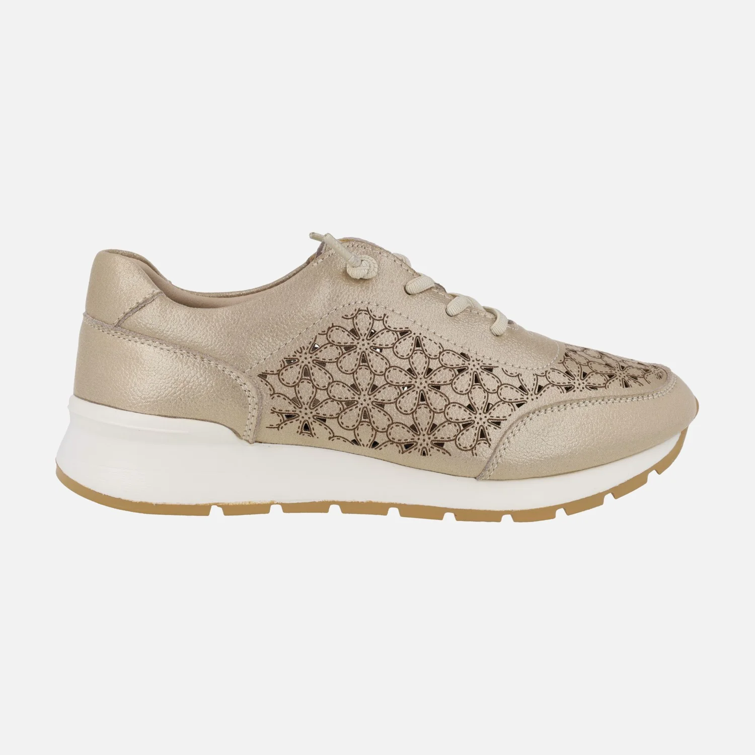 Zapatillas deportivas con serigrafiado y troquelados de flores