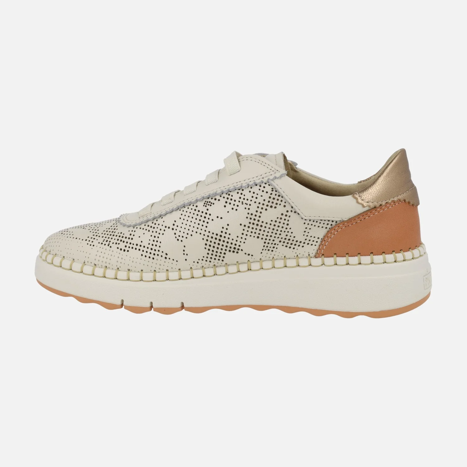 Zapatillas deportivas de piel Arenas con troquelados y cordones elásticos - Image 4