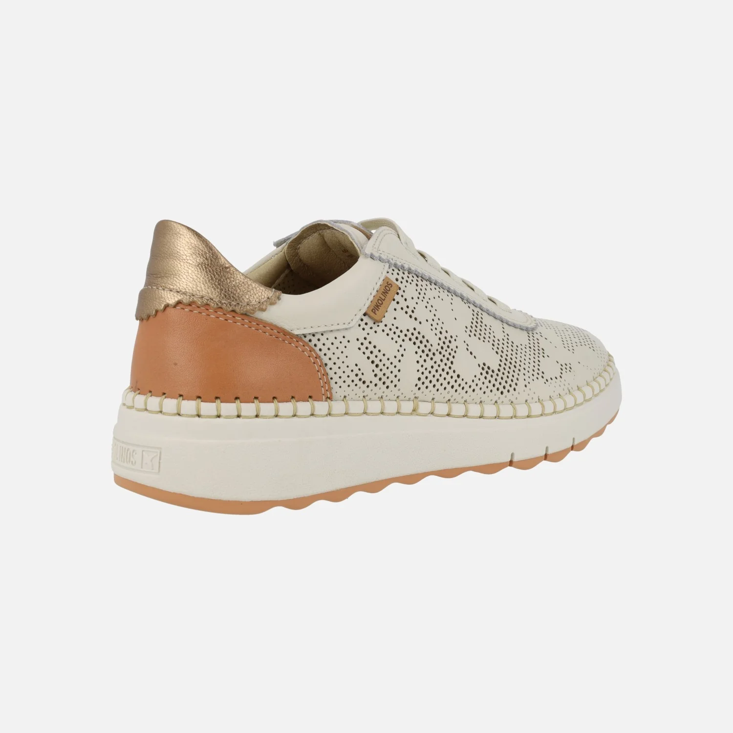 Zapatillas deportivas de piel Arenas con troquelados y cordones elásticos - Image 5