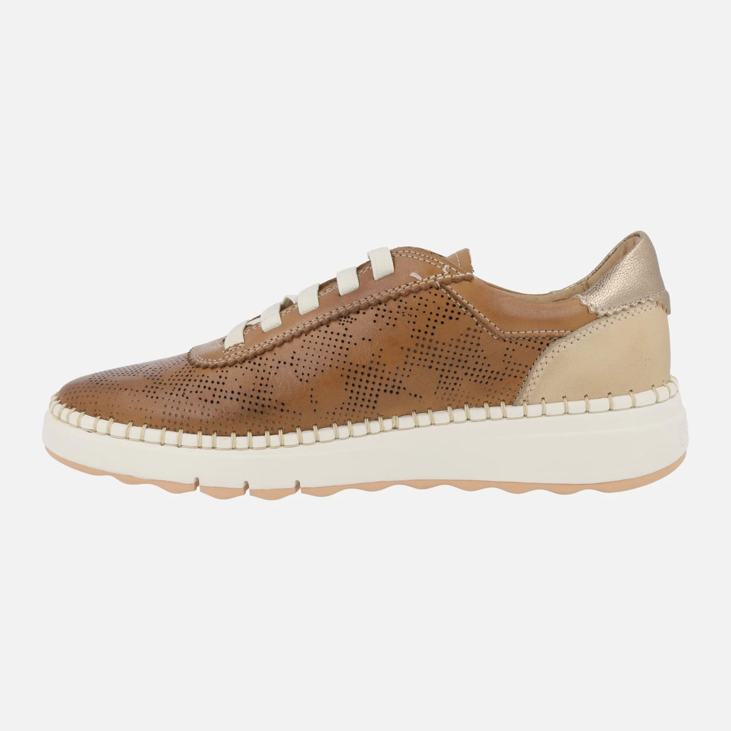 Zapatillas deportivas de piel Arenas con troquelados y cordones elásticos - Image 3