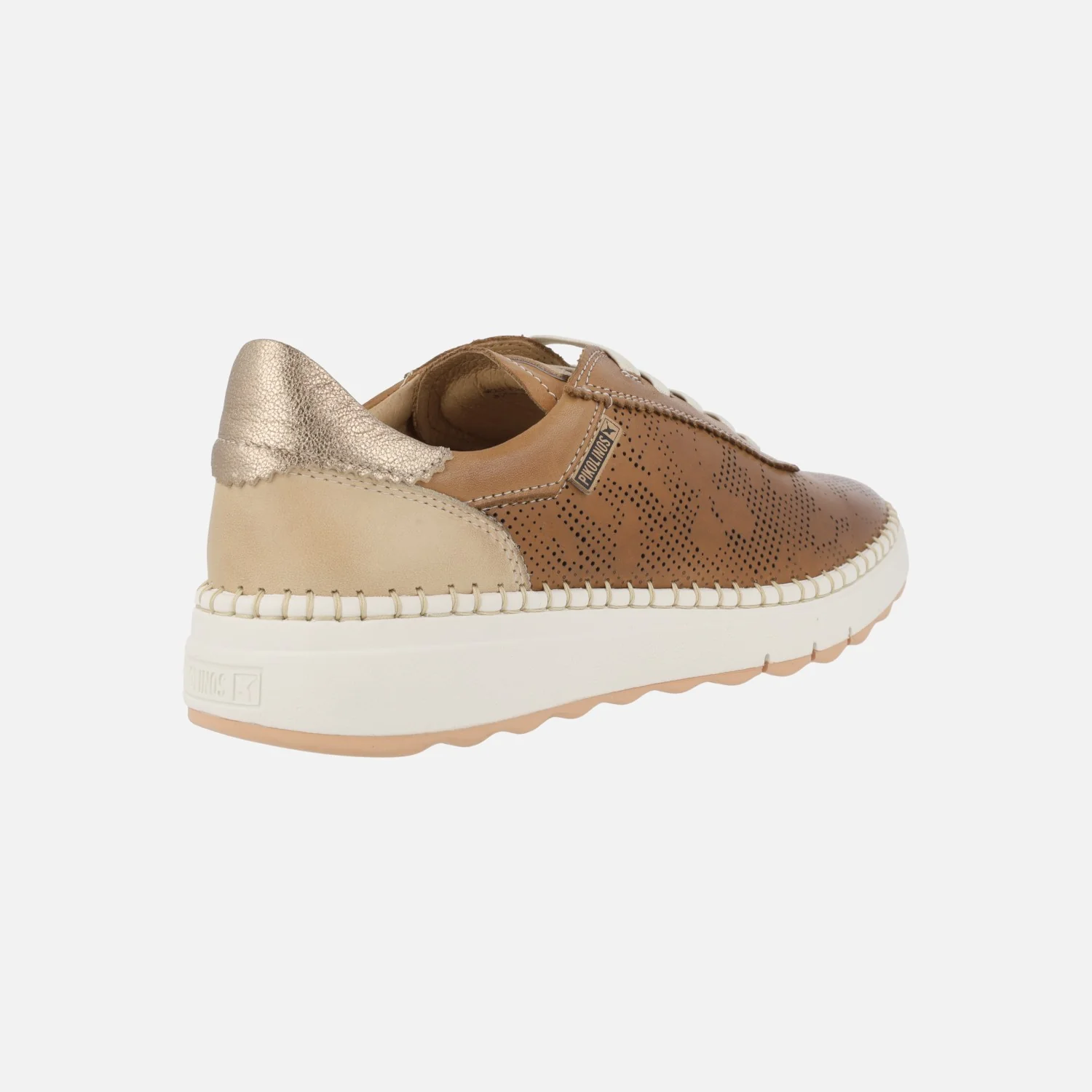 Zapatillas deportivas de piel Arenas con troquelados y cordones elásticos - Image 4